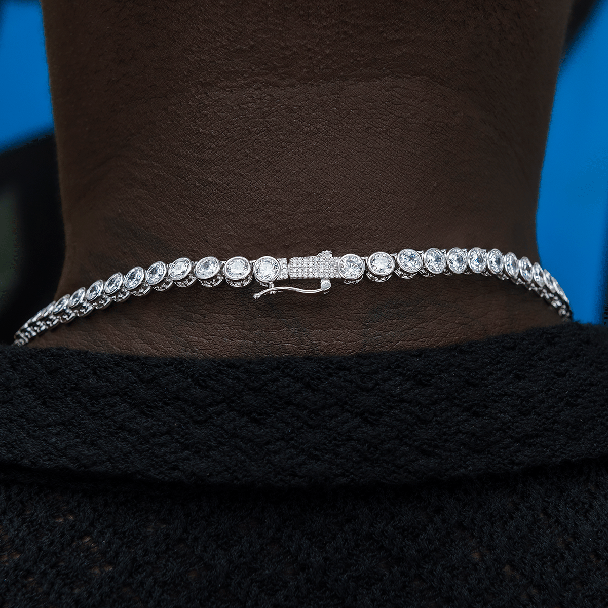 GLD PROMO Bezel Tennis Chain in White Gold - 5 mm
