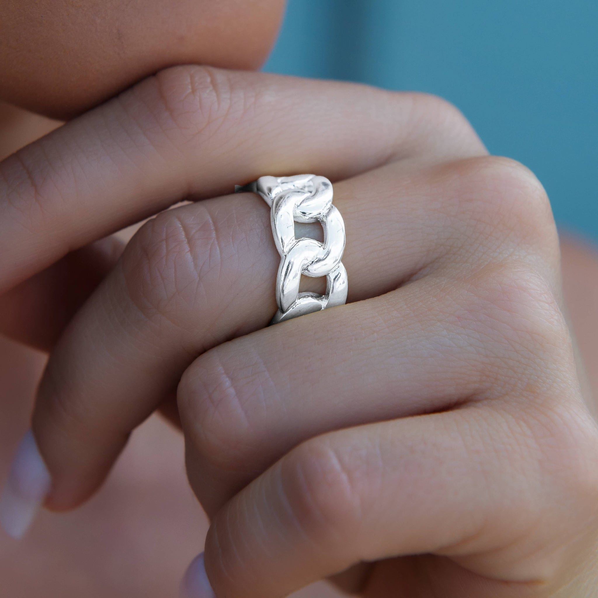 GLD PROMO - WOMEN Cuban Band Ring in White Gold - 9 mm