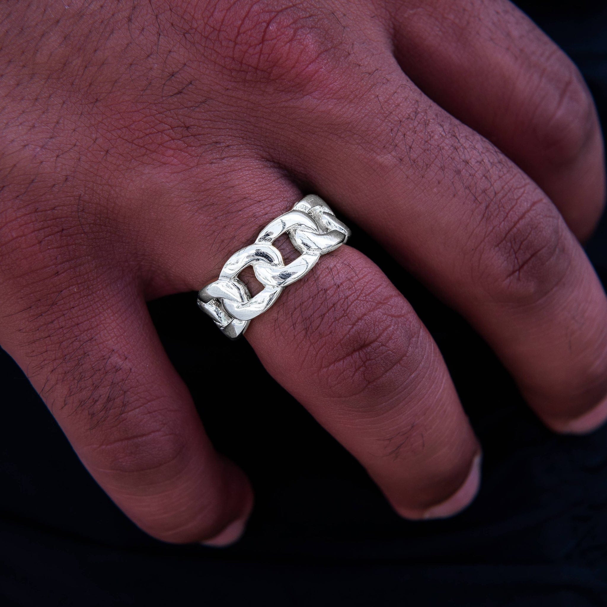 GLD Promo Cuban Band Ring in White Gold - 9 mm