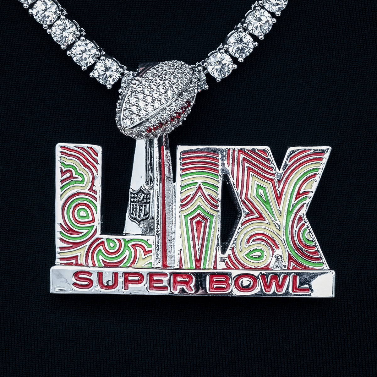 GLD PROMO Super Bowl LIX Logo Pendant - White Gold