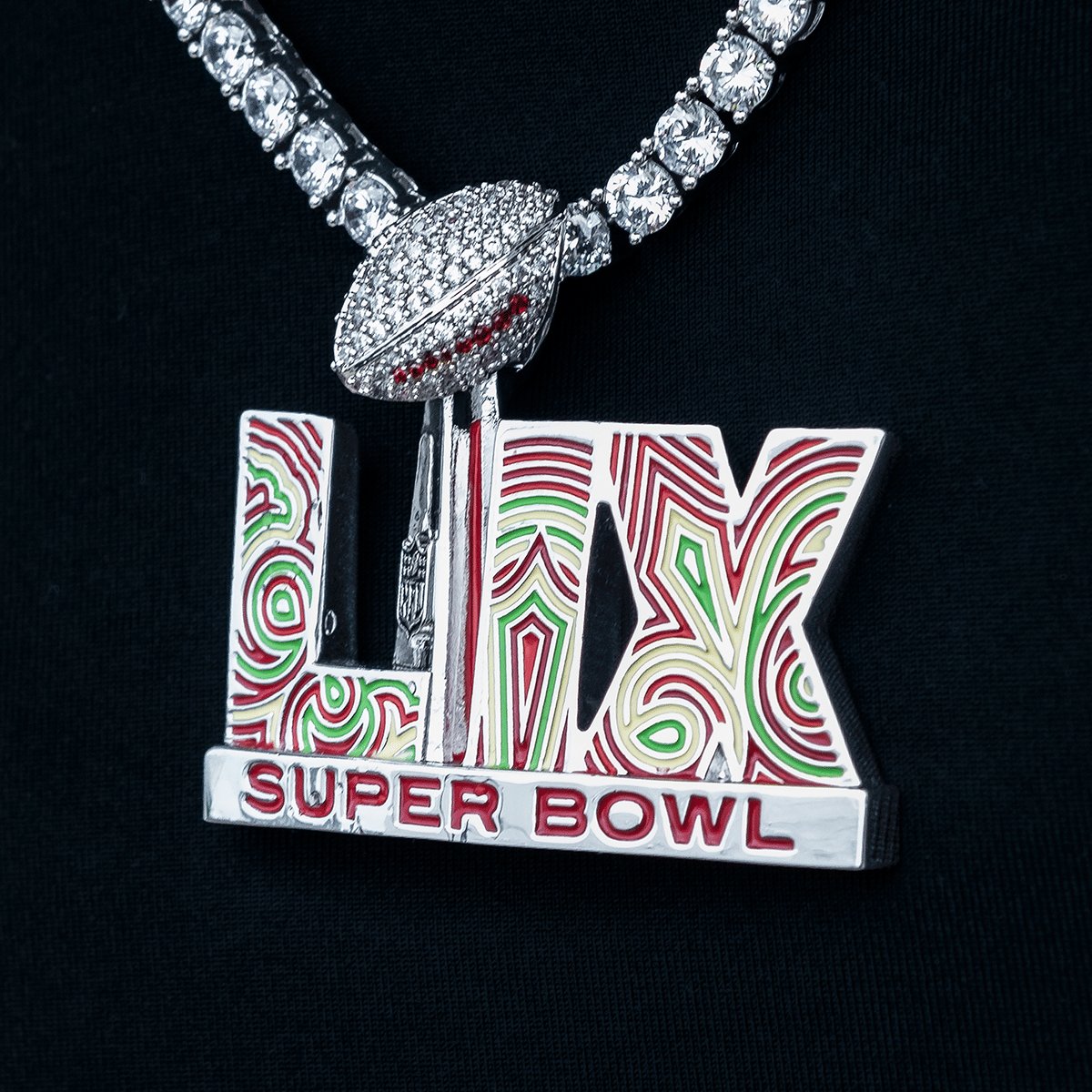 GLD PROMO Super Bowl LIX Logo Pendant - White Gold