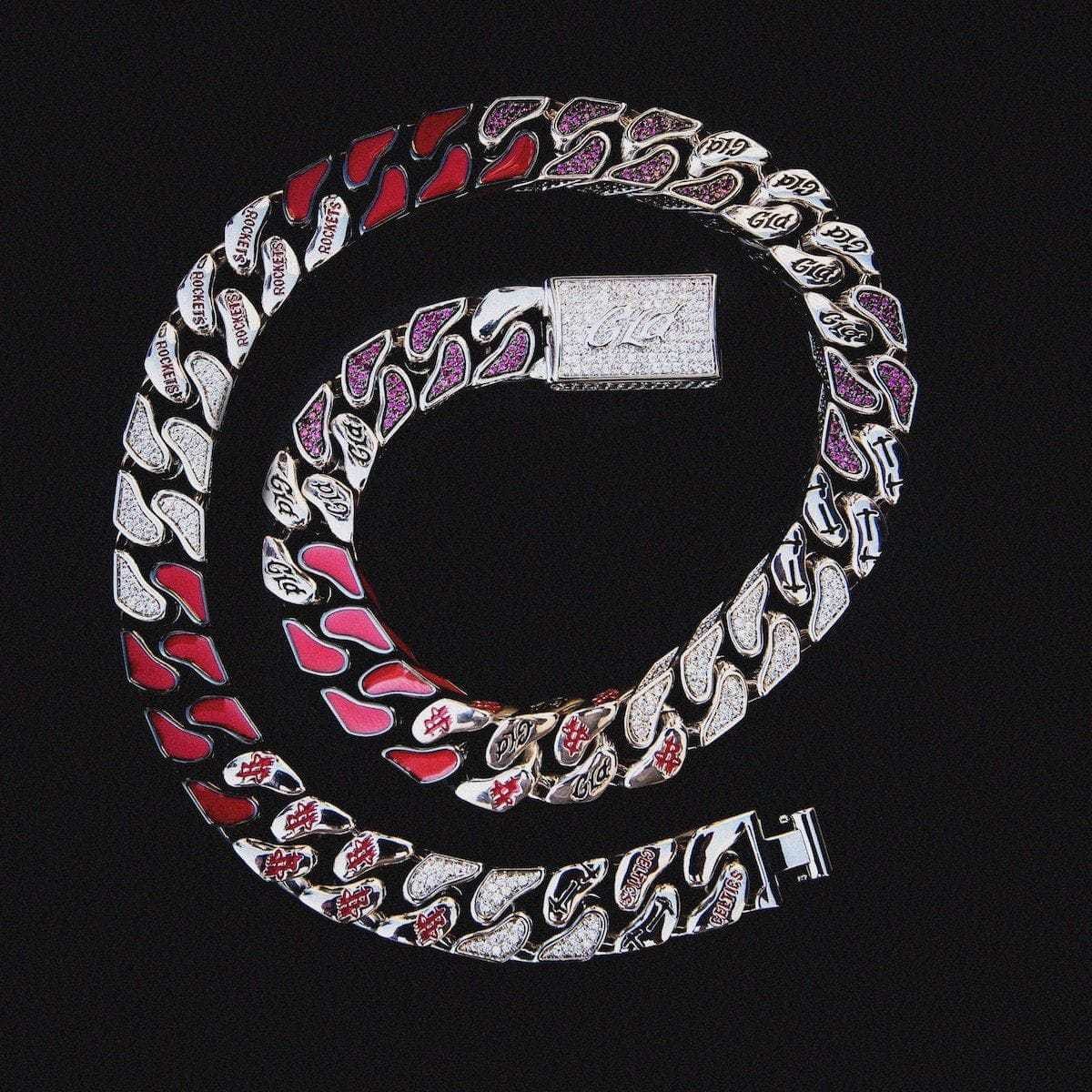 GLD PROMO Houston Rockets Colored Cuban Chain