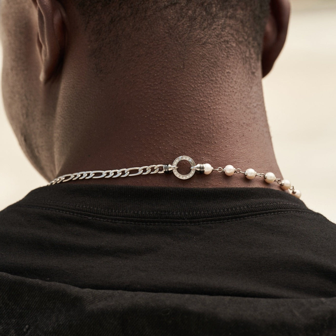 GLD PROMO Figaro Link + Pearl Chain in White Gold