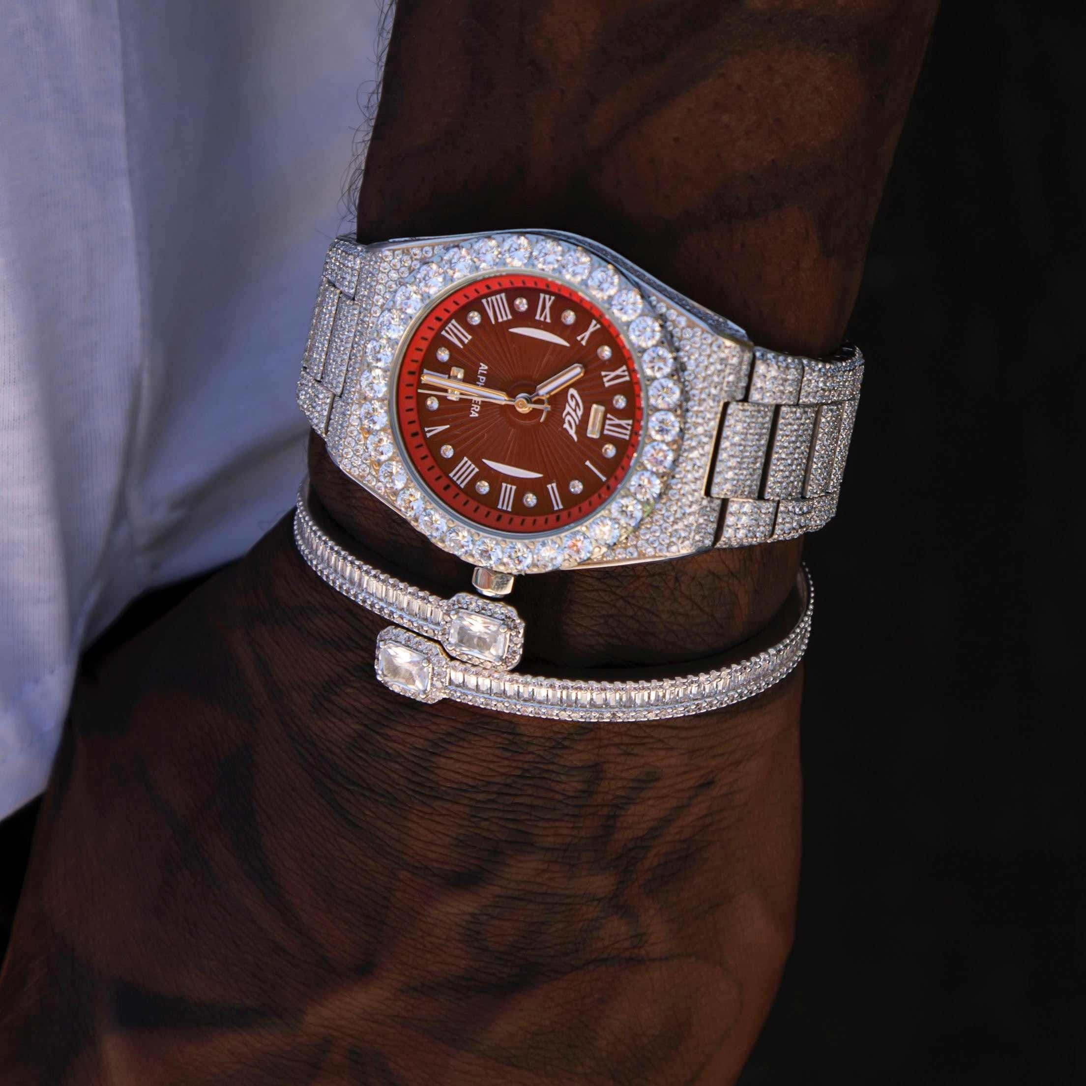 GLD PROMO Baguette Clip Bracelet in White Gold