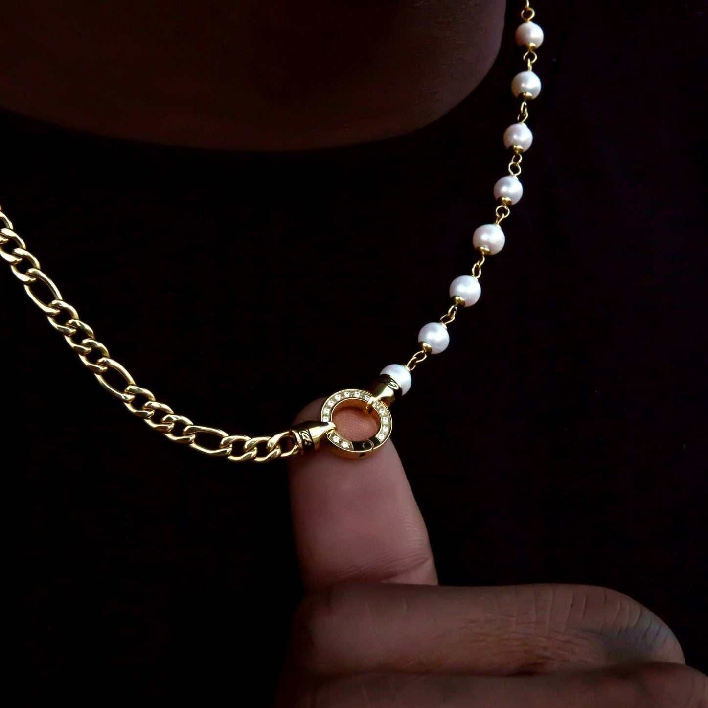 GLD PROMO Figaro Link + Pearl Chain