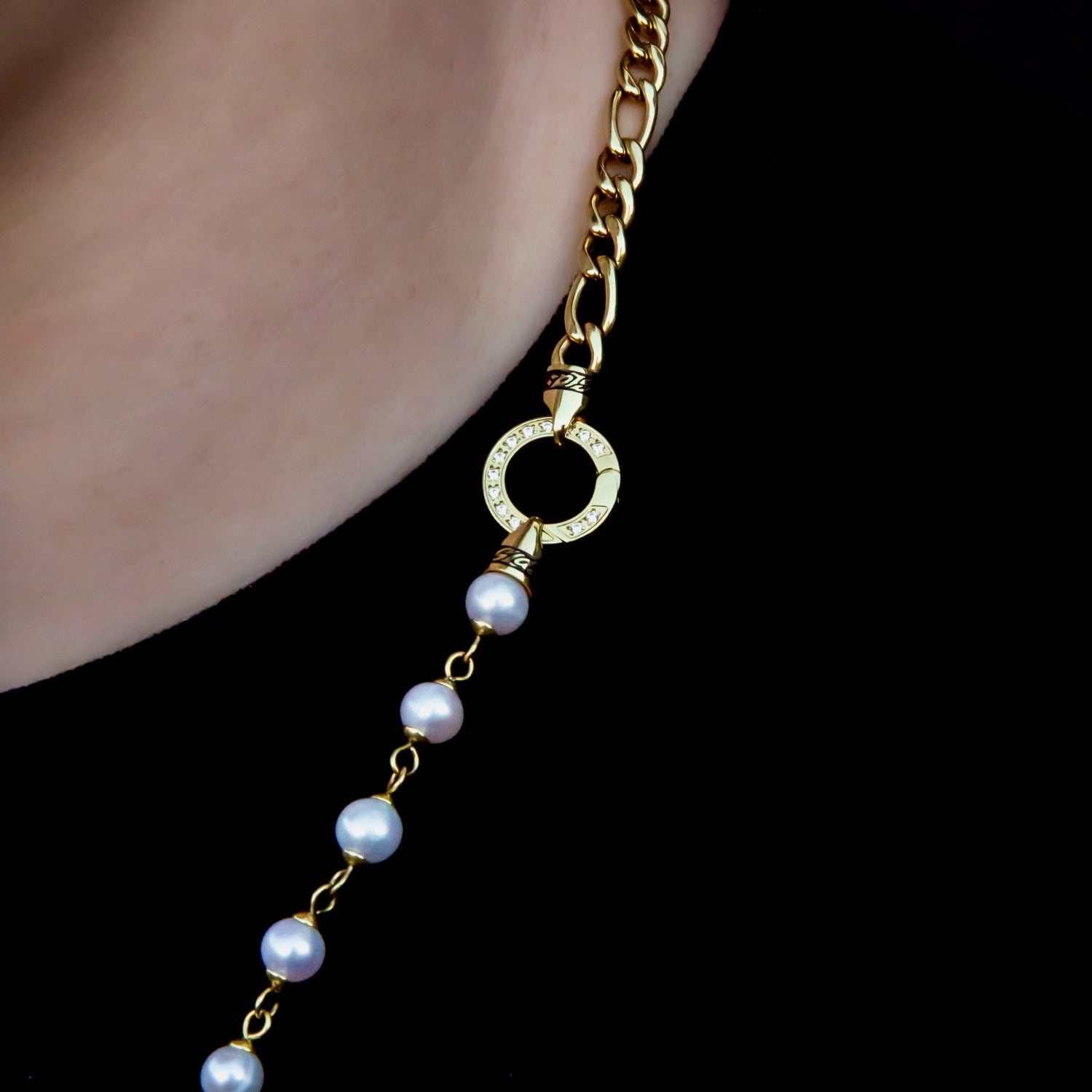 GLD PROMO Figaro Link + Pearl Chain