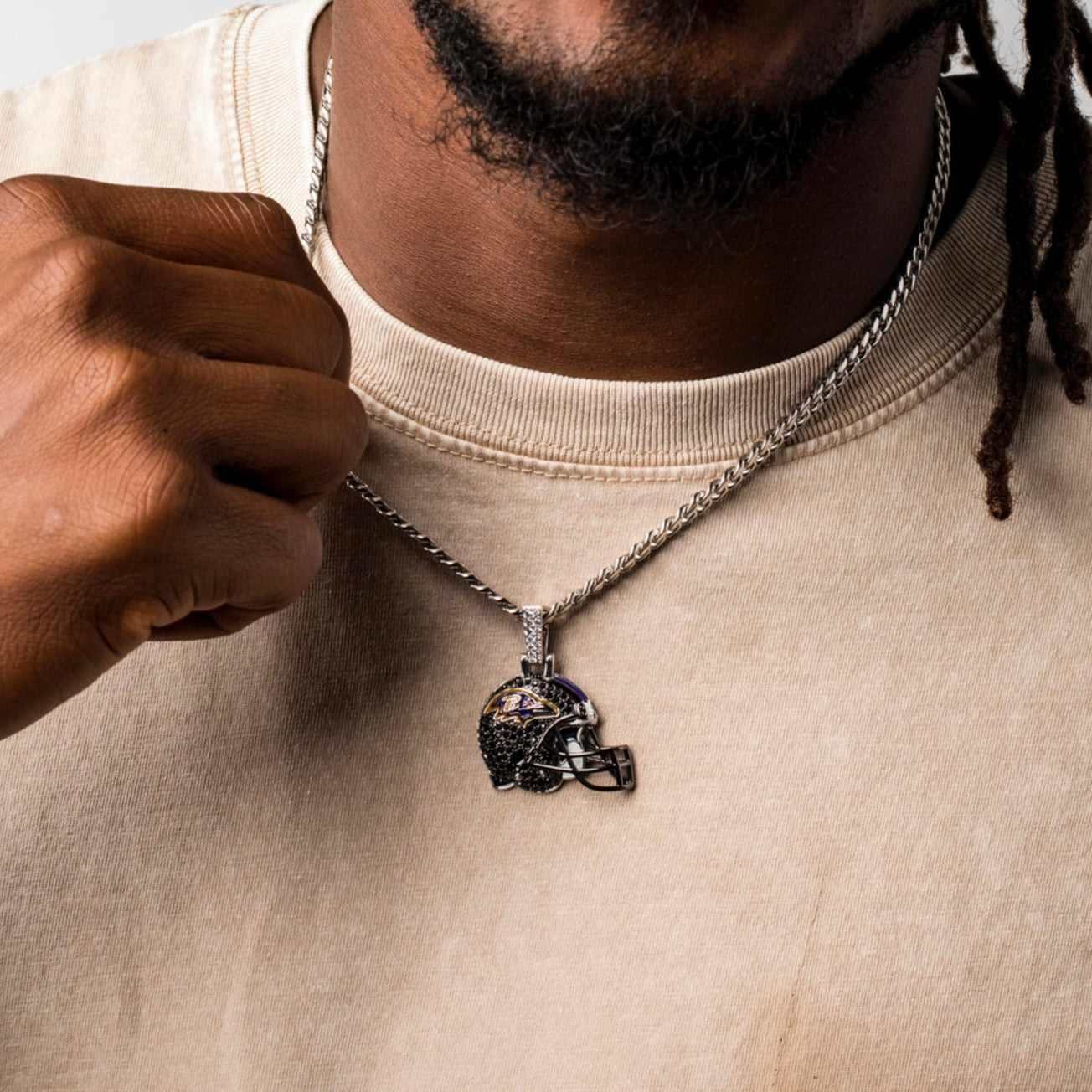 GLD PROMO Baltimore Ravens Official NFL Helmet Pendant