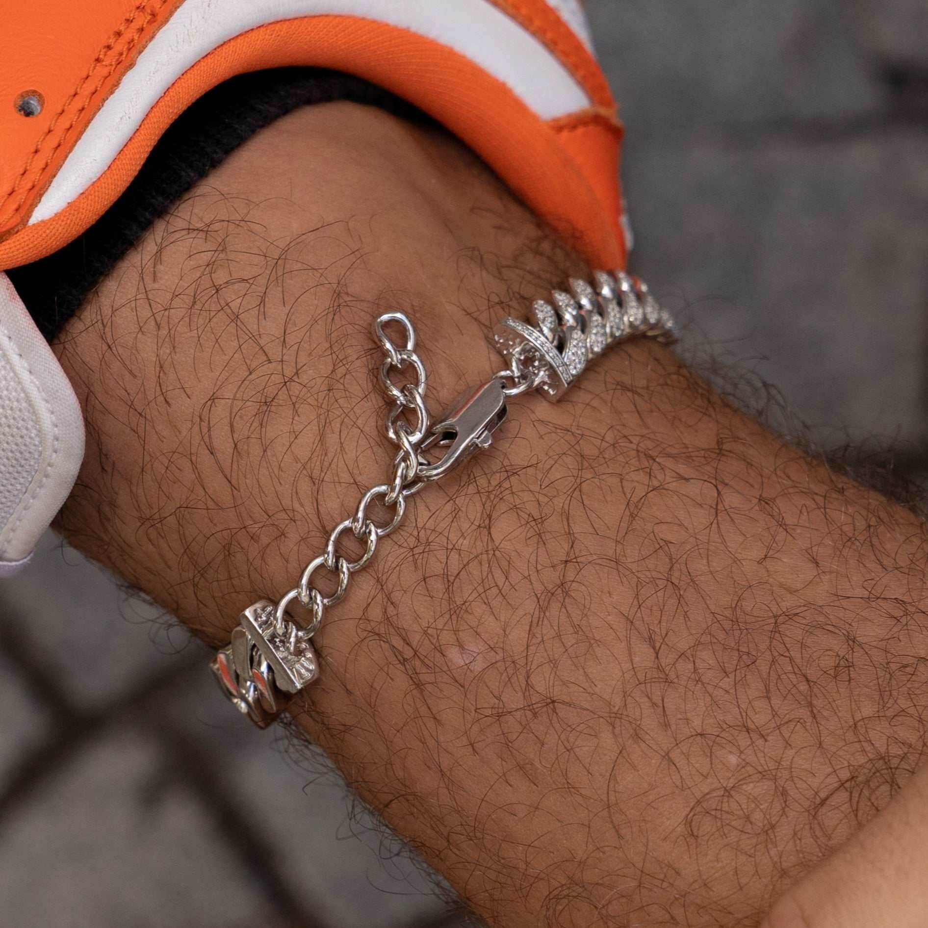 GLD PROMO 12 mm Diamond Cuban Anklet - White Gold