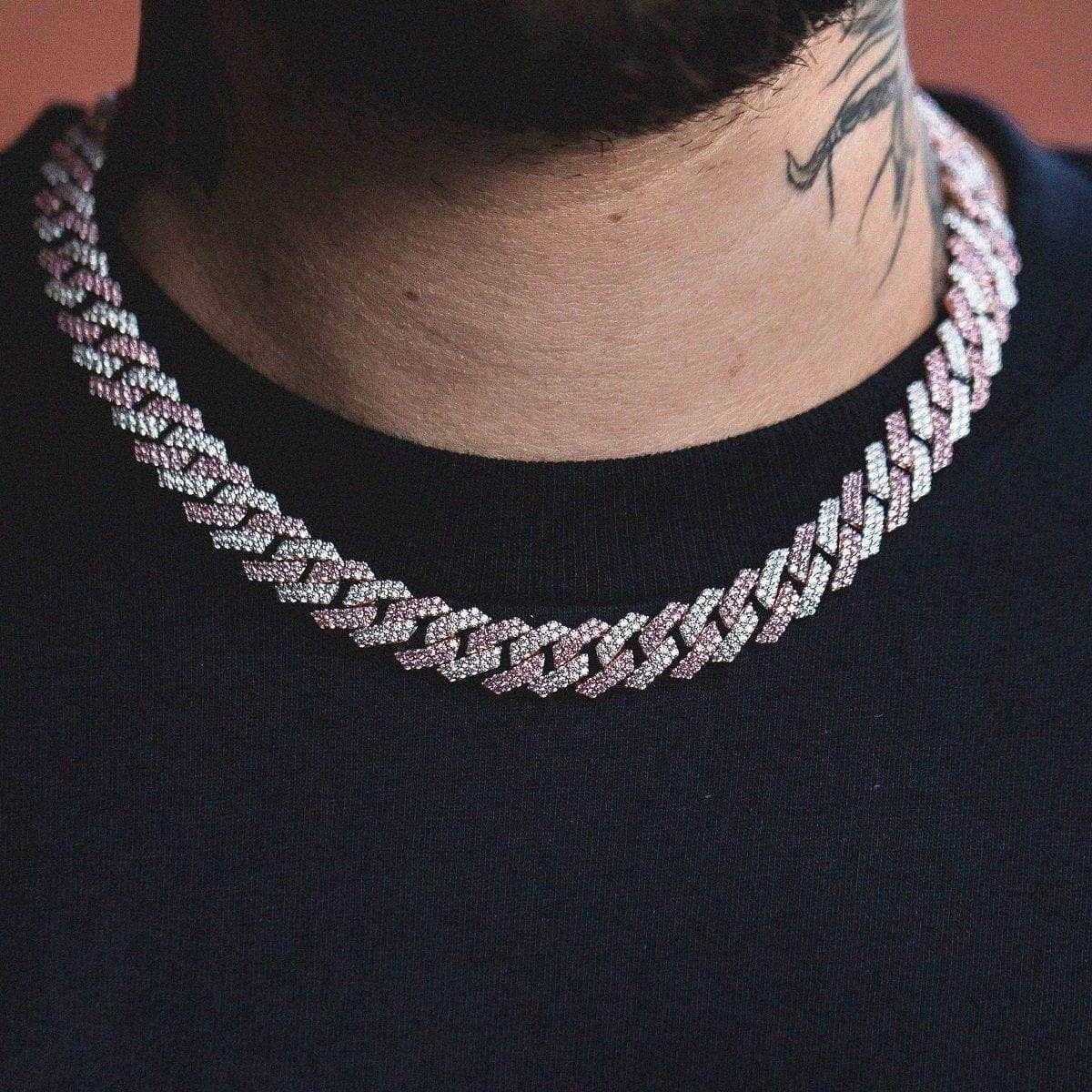 GLD PROMO 10 mm Two - Tone Prong Link Chain in Rose/White Gold