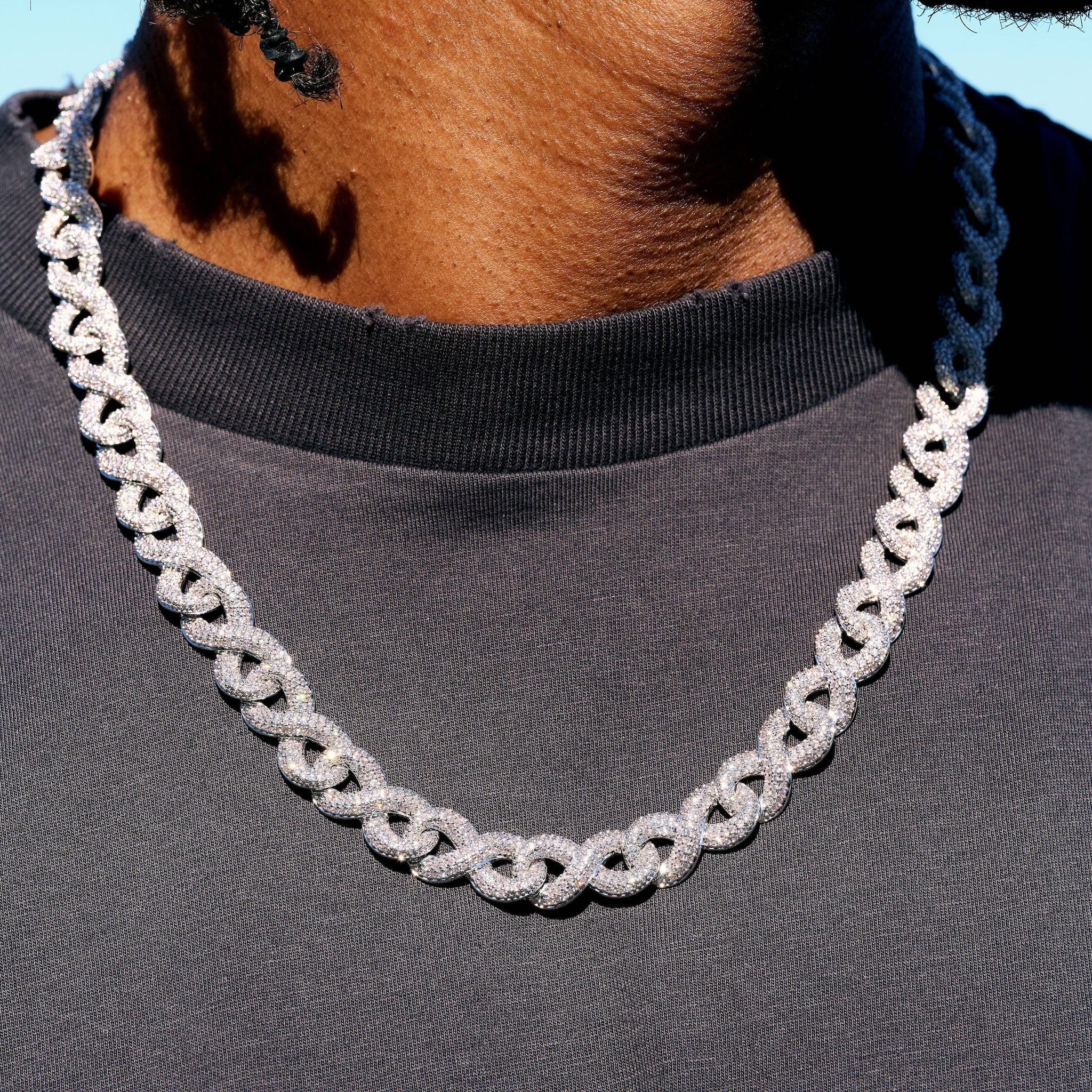 GLD PROMO Iced Infinity Chain in White Gold - 10 mm