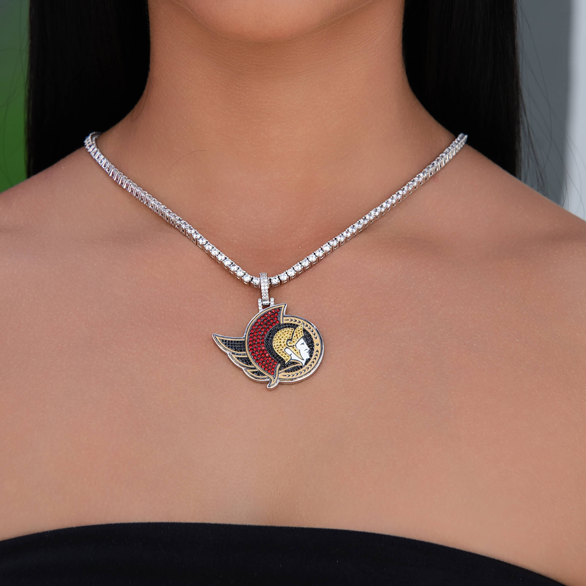 GLD Women Ottawa Senators Official NHL Logo Pendant in White Gold