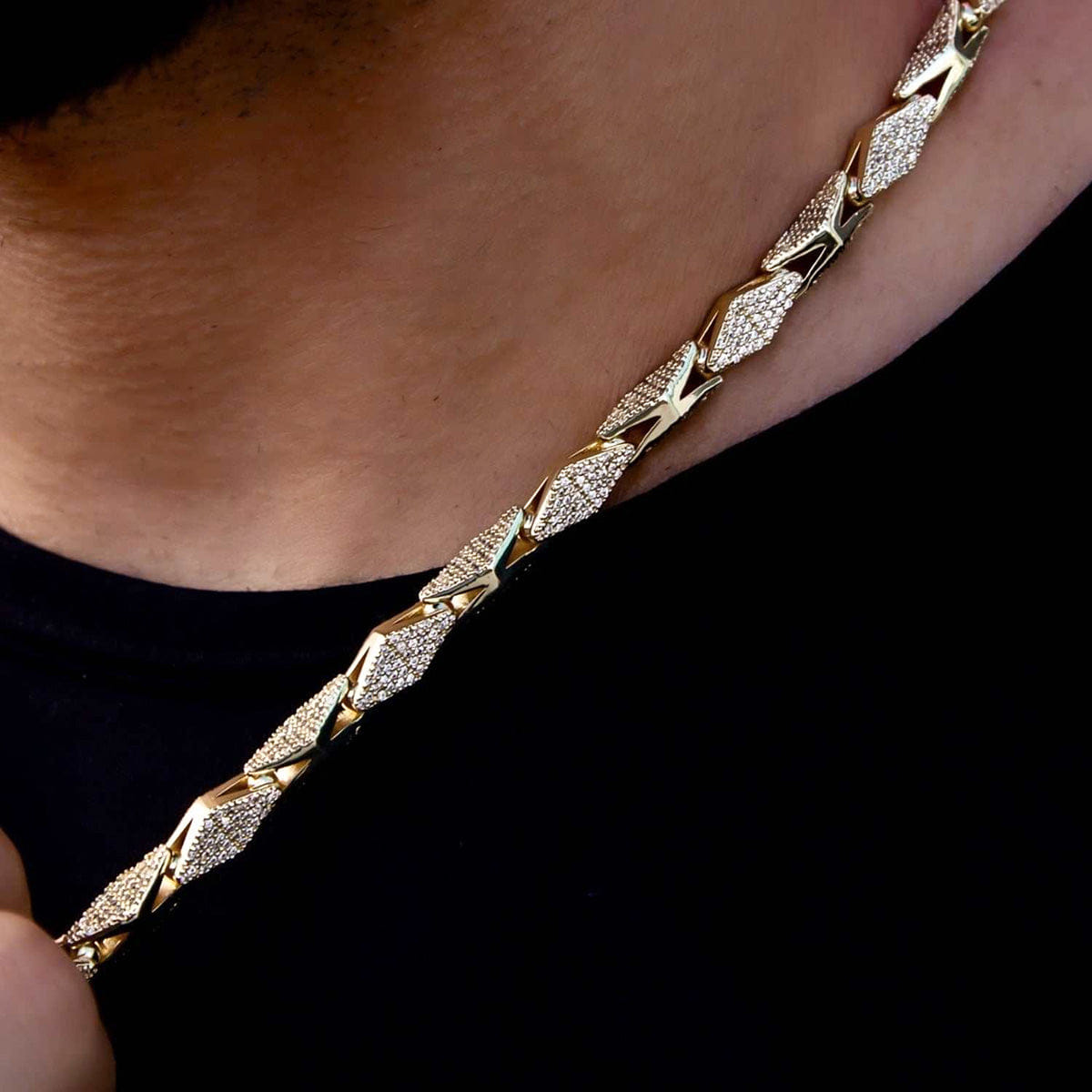 GLD PROMO Iced Triangle Chain in Yellow Gold