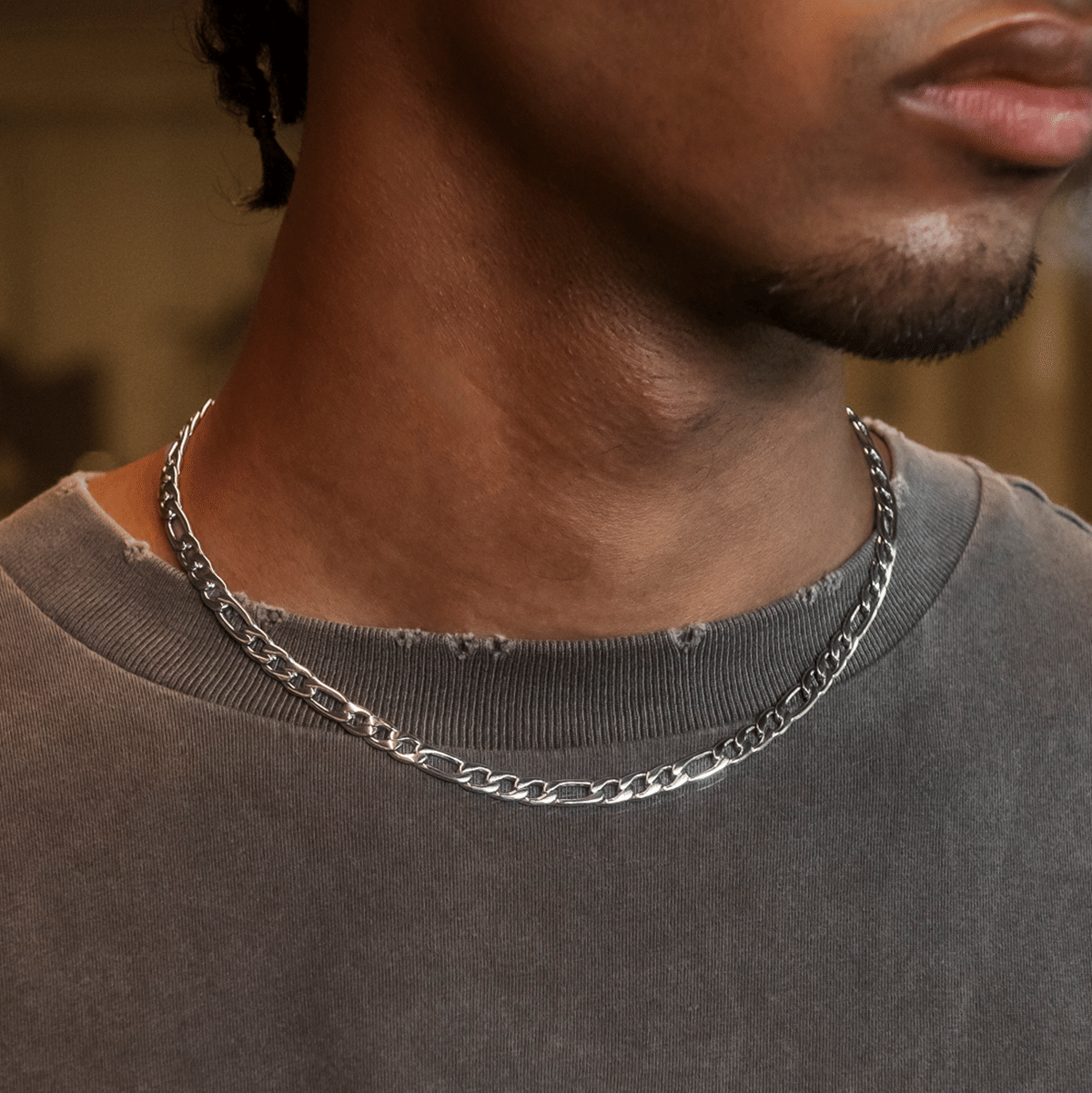 GLD PROMO Figaro Chain in White Gold - 6 mm