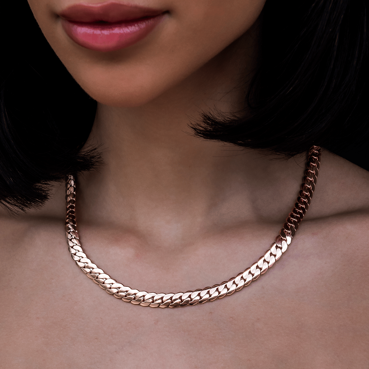 GLD PROMO - WOMEN South Beach Cuban™ Necklace in Rose Gold - 8 mm