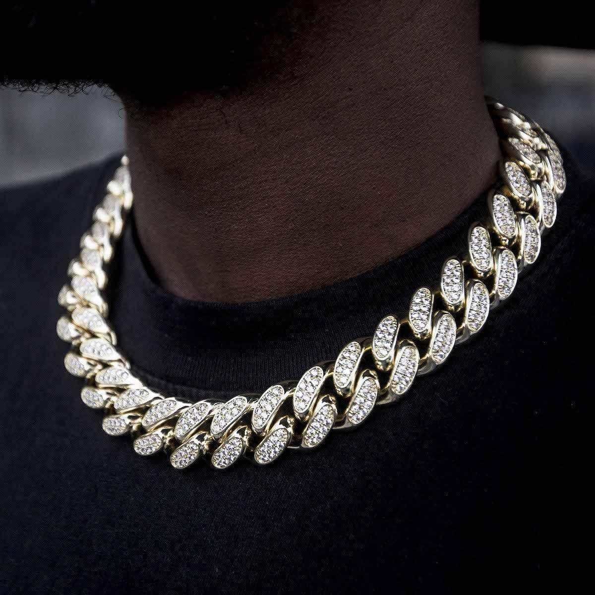 GLD PROMO Diamond Cuban Link Chain in Yellow Gold - 19 mm