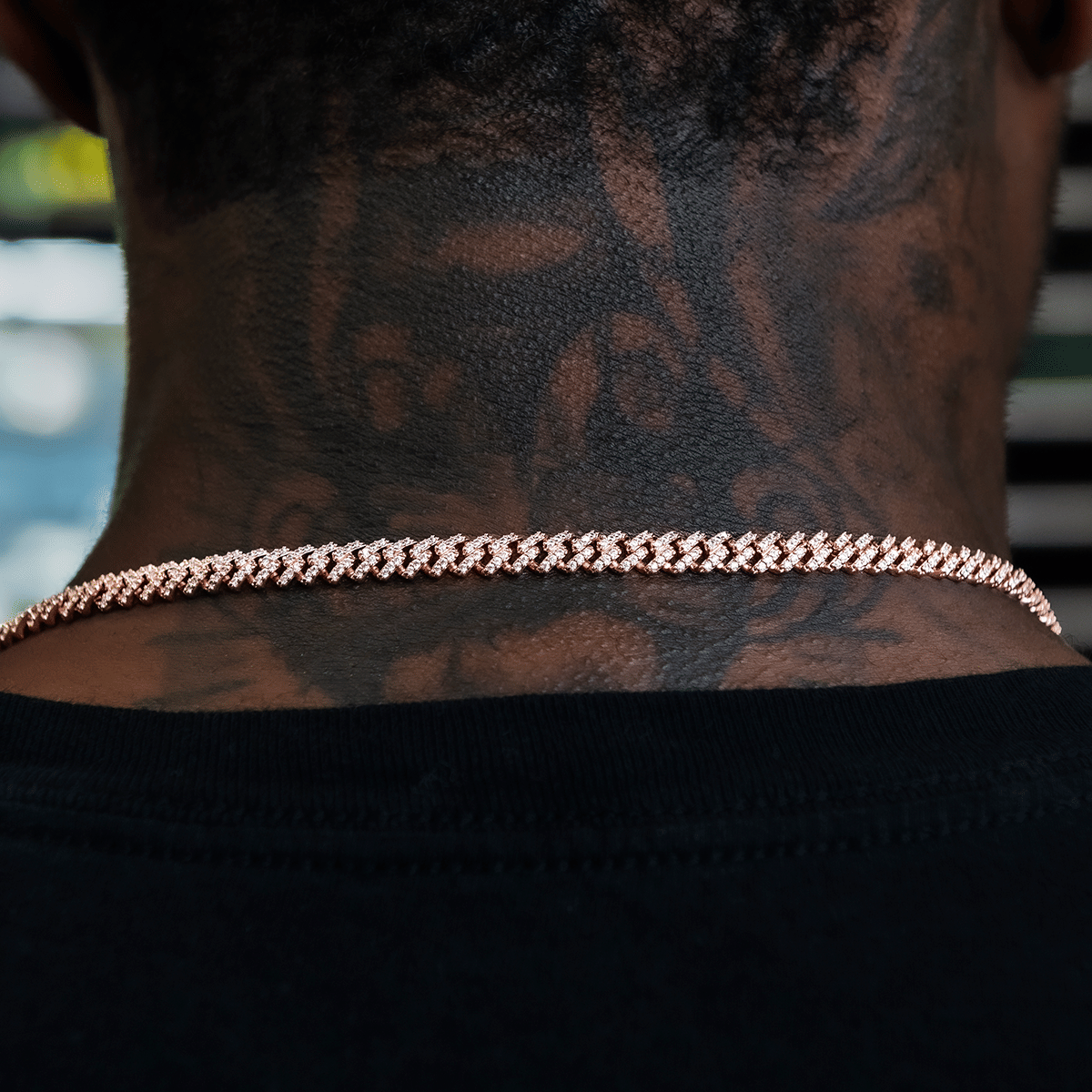 GLD PROMO Iced Handcuff Diamond Prong Cuban Chain in Rose Gold