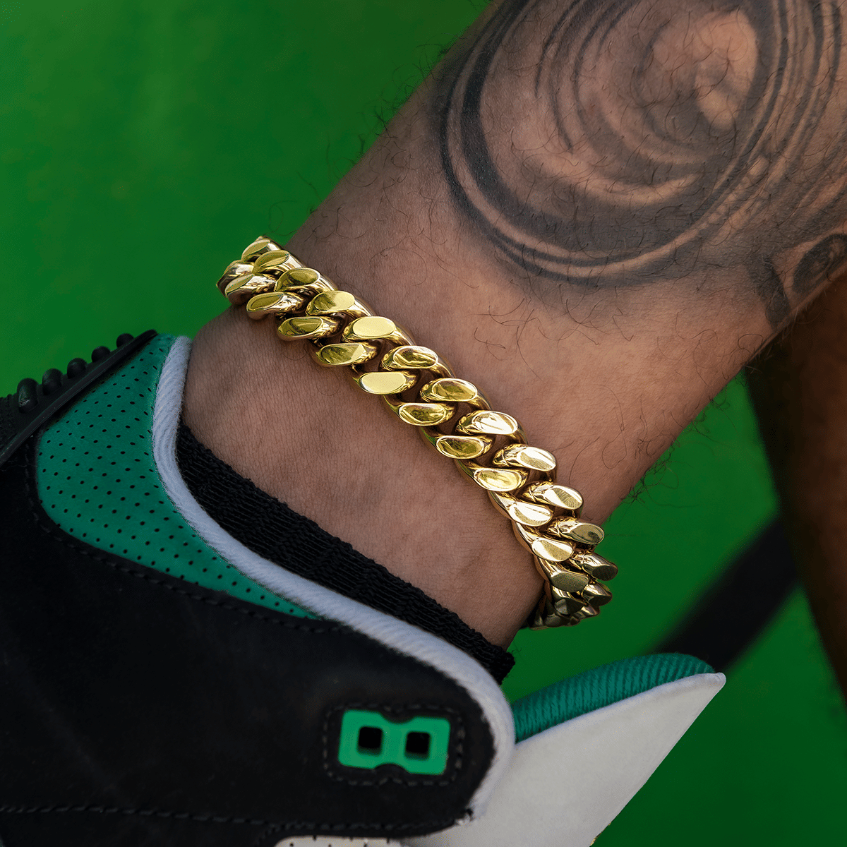 GLD PROMO Miami Cuban Anklet in Yellow Gold - 15 mm