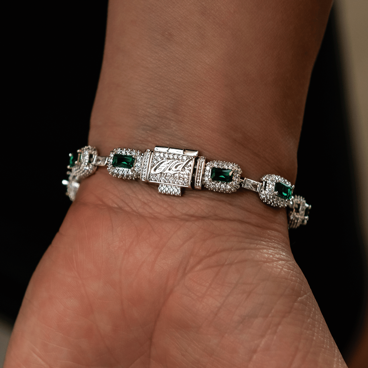 GLD PROMO - WOMEN Iced Emerald Cushion Cut Bracelet