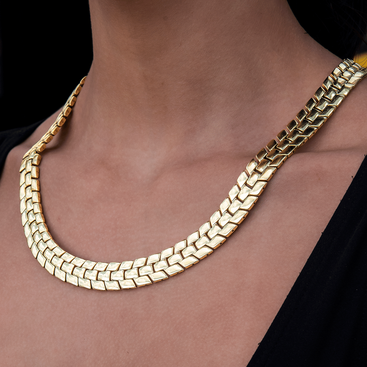 GLD PROMO - WOMEN 12 mm Spine Chain Necklace - Yellow Gold