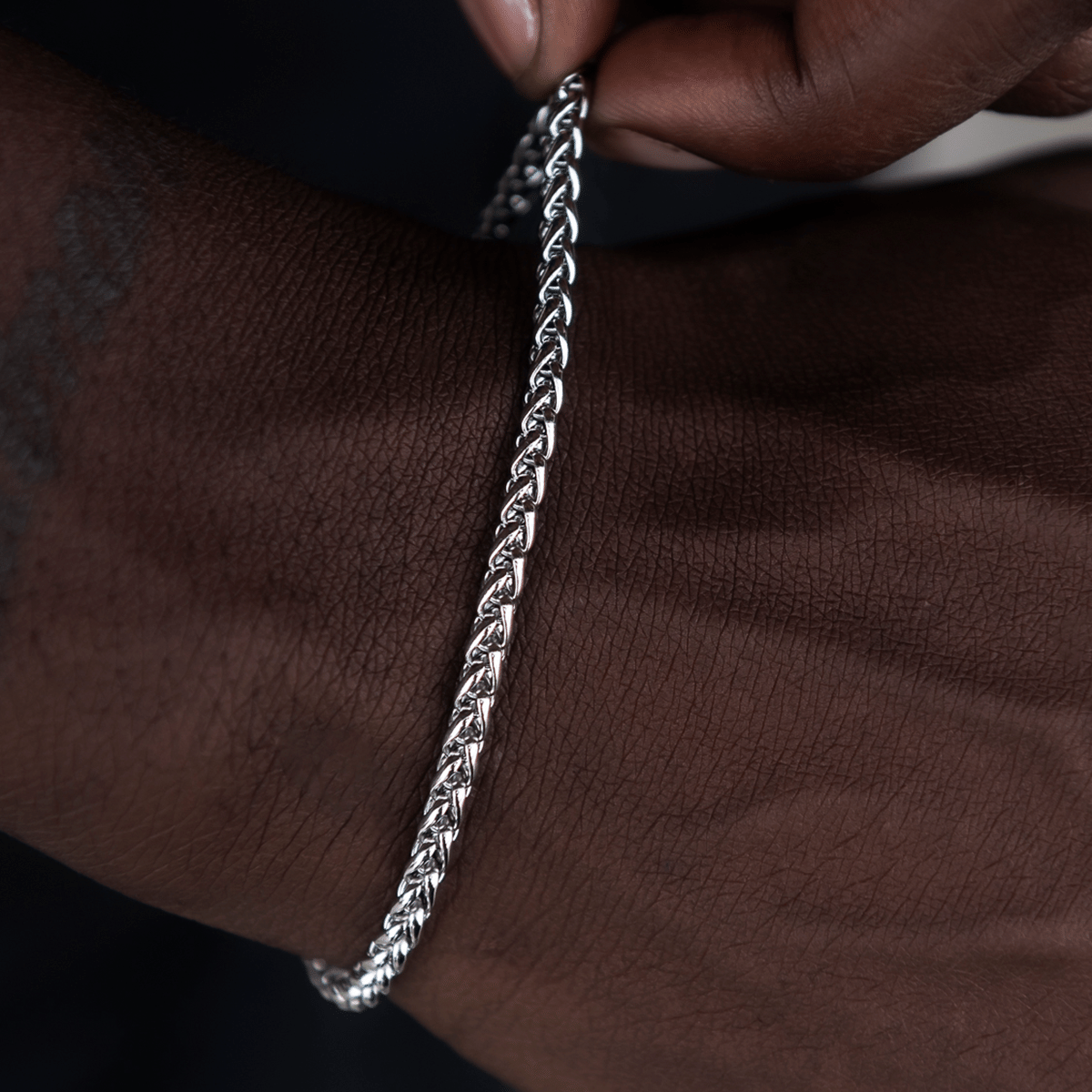 GLD PROMO Palm Chain Bracelet in White Gold - 4 mm