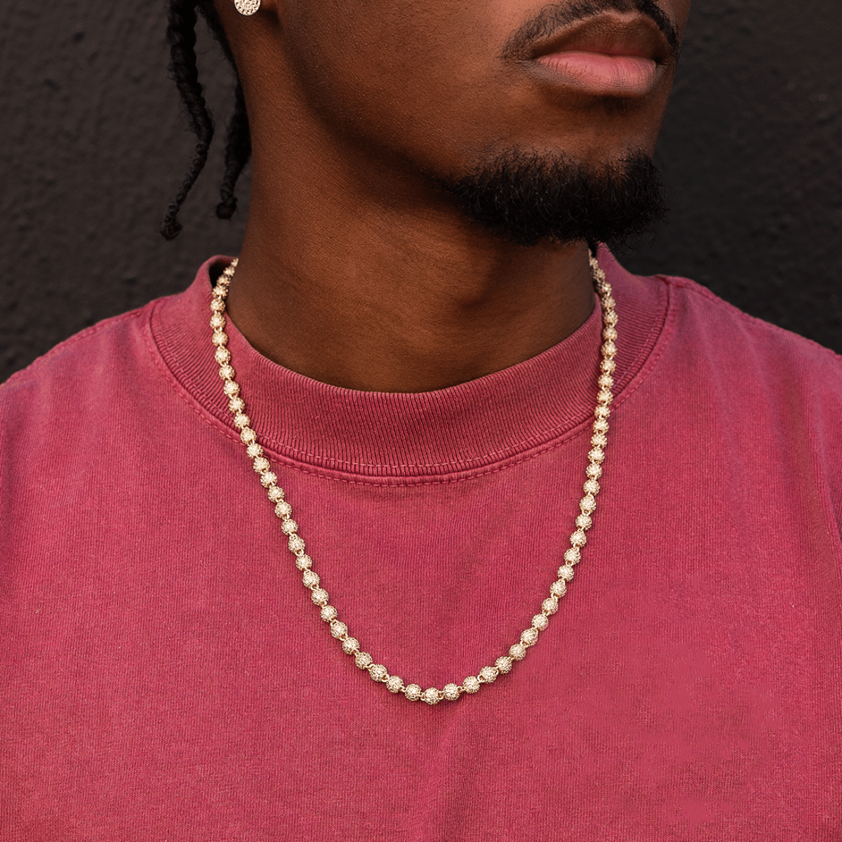 GLD PROMO Iced Ball Chain in Yellow Gold - 4 mm