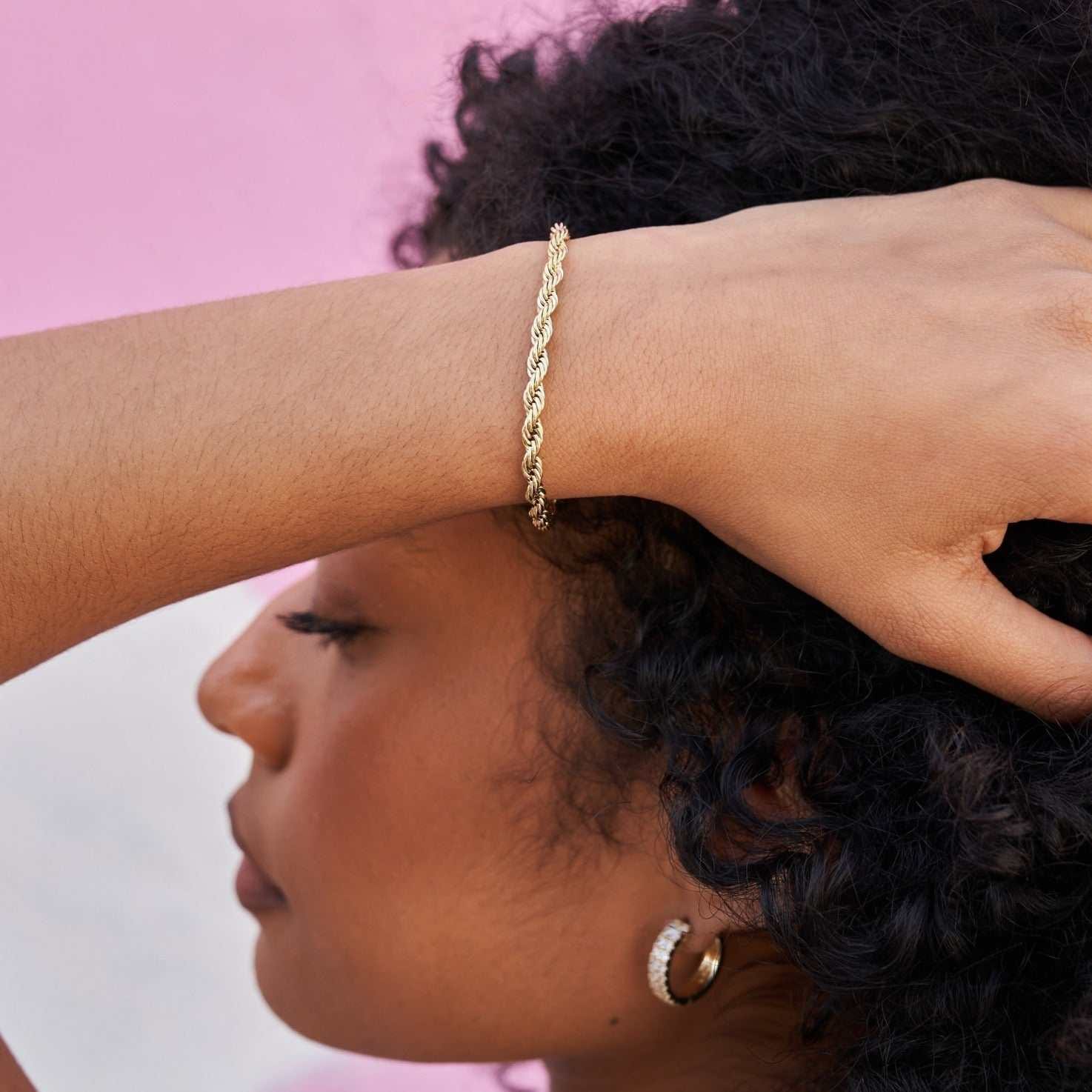 GLD PROMO - WOMEN Rope Bracelet in Yellow Gold (Adjustable) - 4 mm