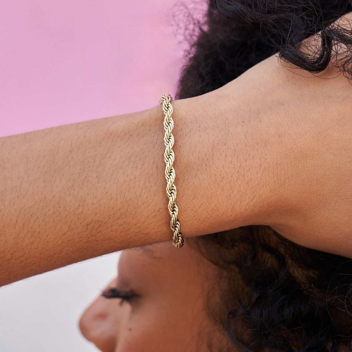 GLD PROMO - WOMEN Rope Bracelet in Yellow Gold (Adjustable) - 4 mm