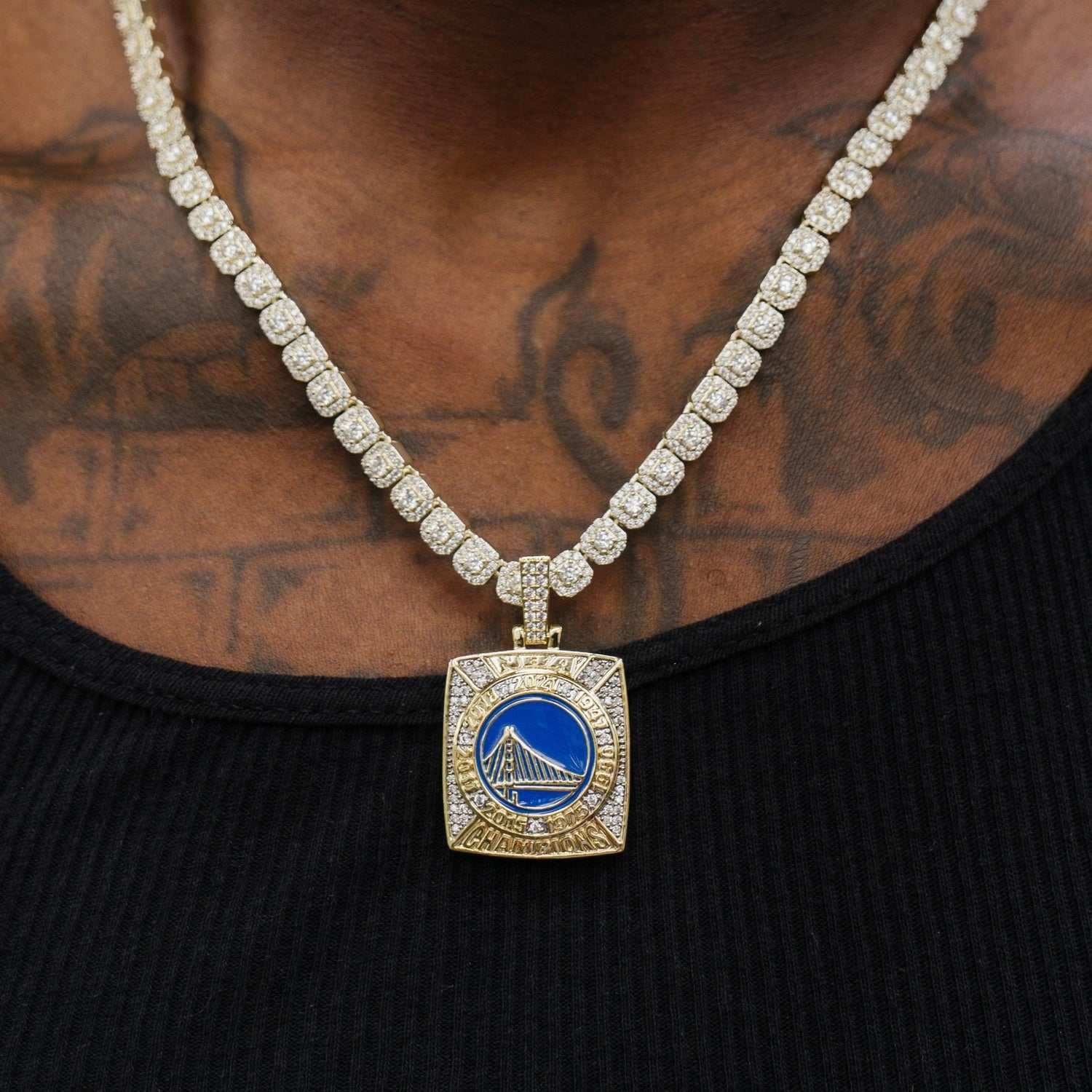GLD PROMO Golden State Warriors Championship Pendant - Yellow Gold