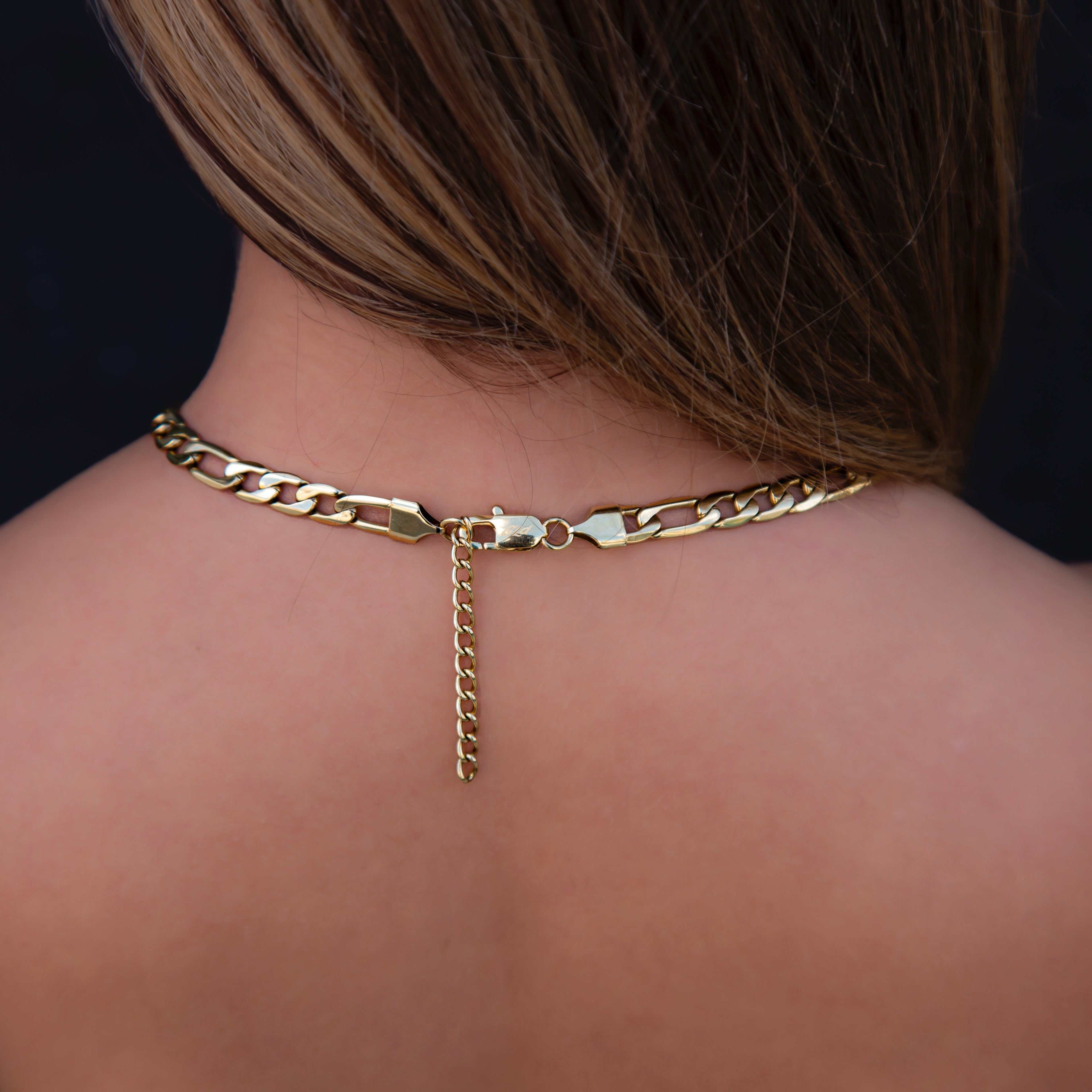 GLD PROMO - WOMEN Figaro Link Necklace in Yellow Gold - 7 mm