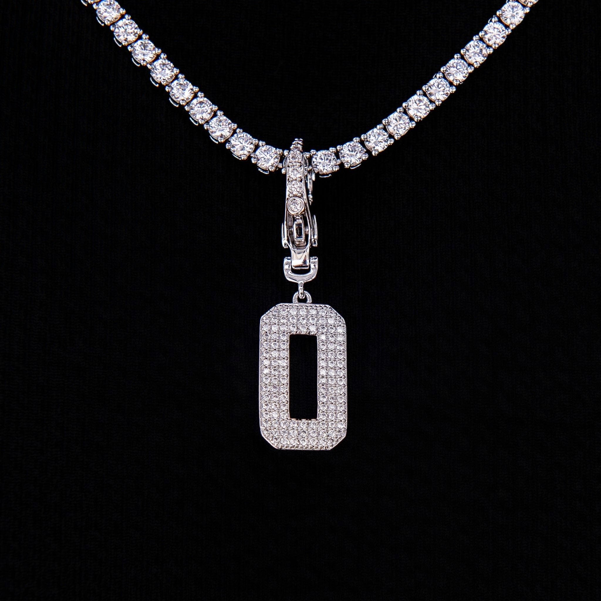 GLD PROMO Micro Pave Number Clip On Pendants in White Gold