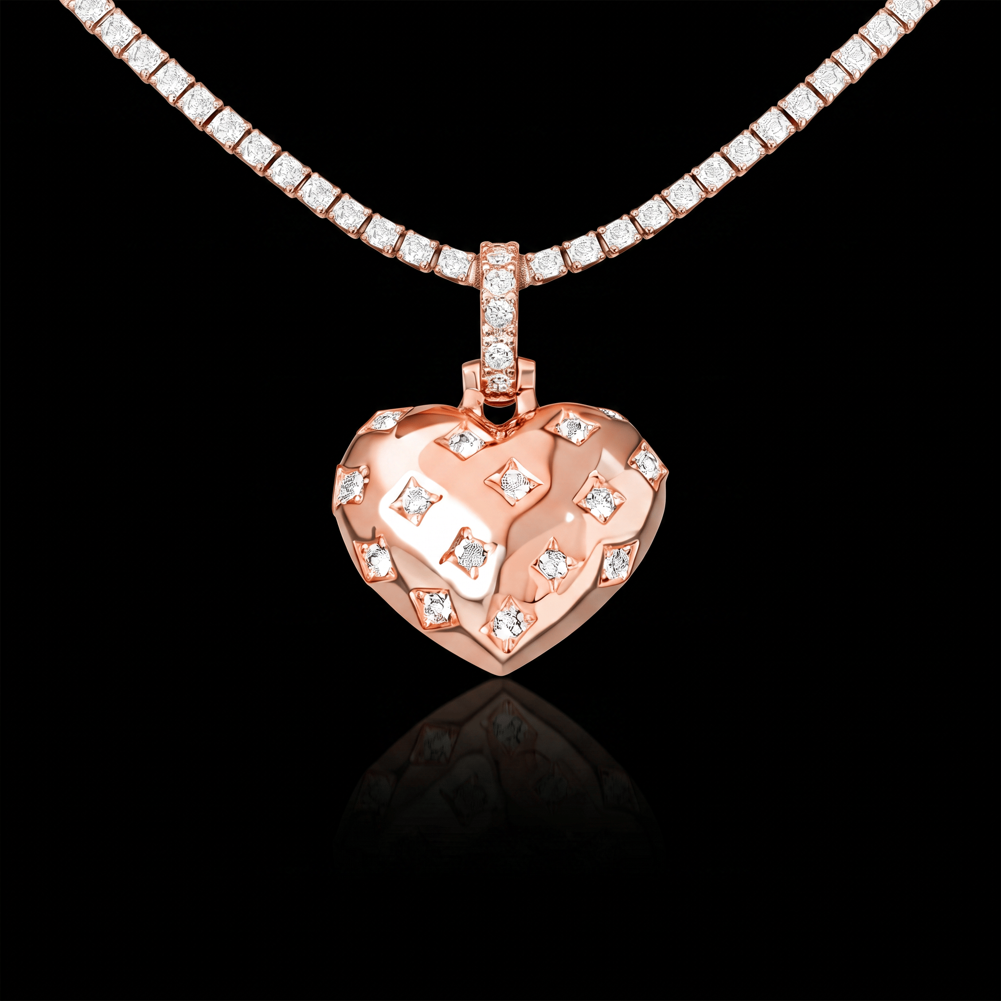 GLD PROMO - WOMEN Diamond GLD Star Heart Pendant in Rose Gold