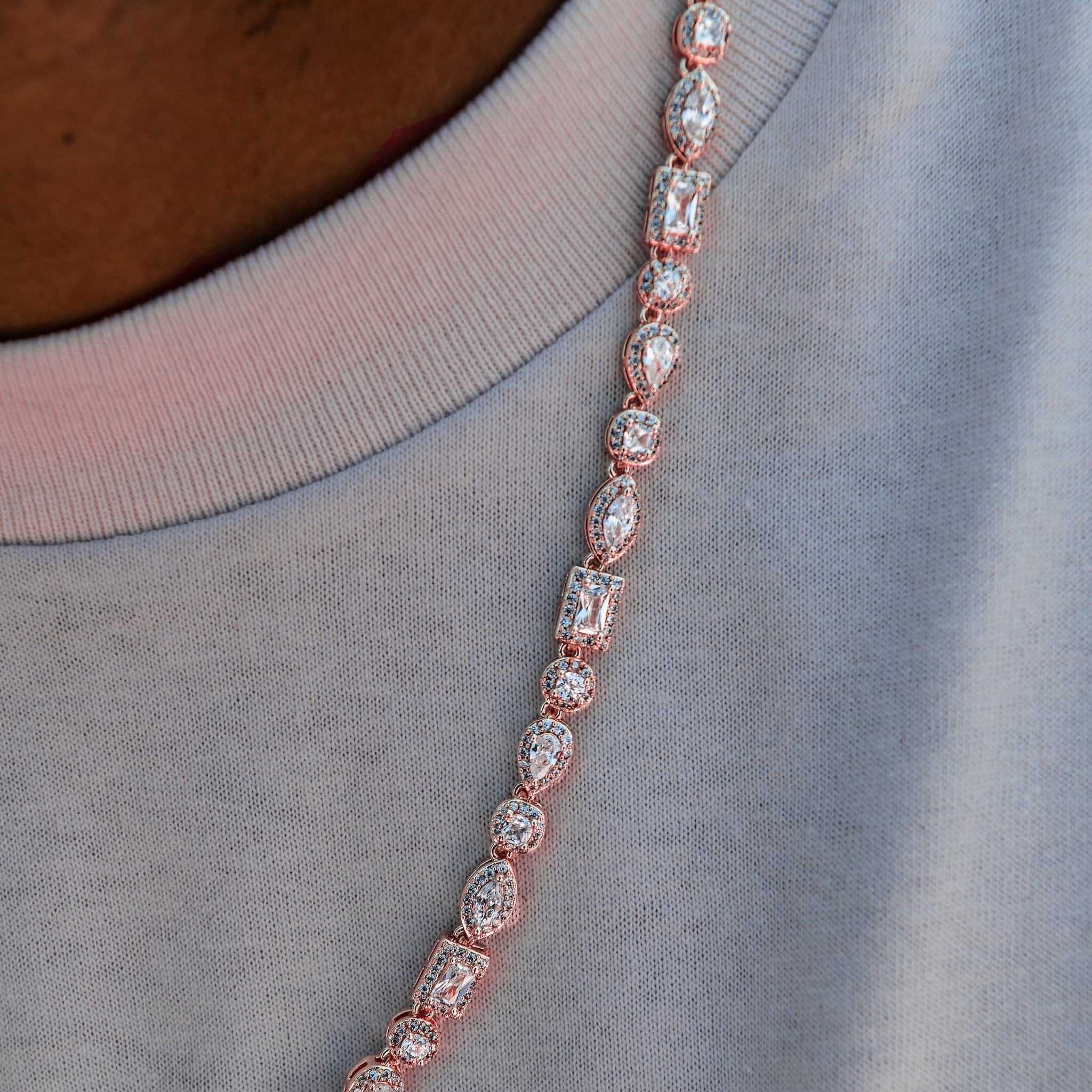 GLD PROMO Mixed Diamond Pave Chain in Rose Gold