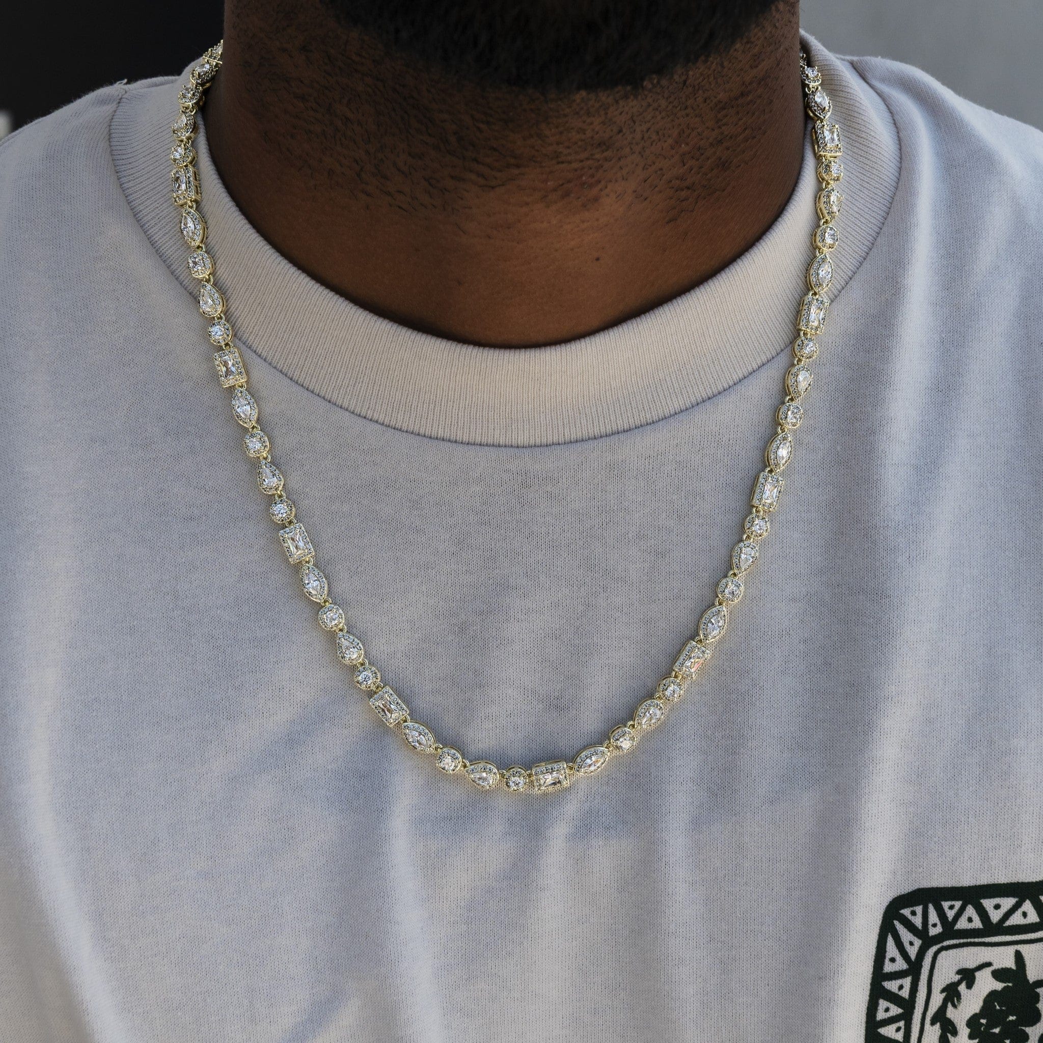 GLD PROMO Mixed Diamond Pave Chain in Yellow Gold