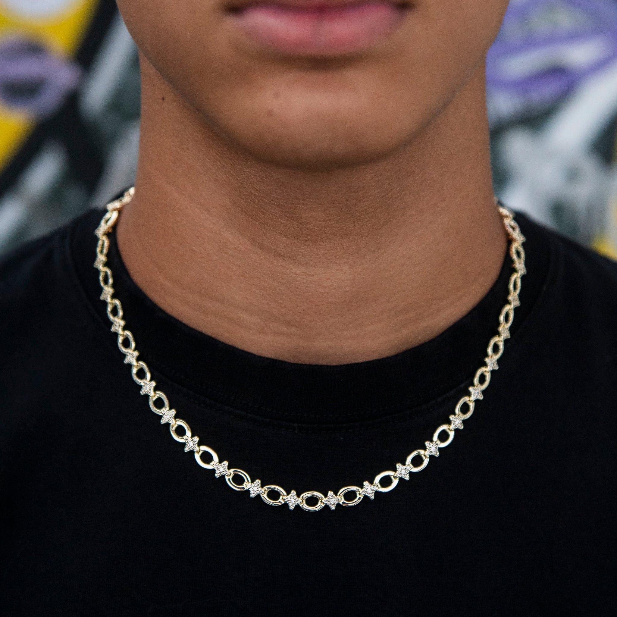 GLD PROMO Iced Star Cable Link Chain - Yellow Gold