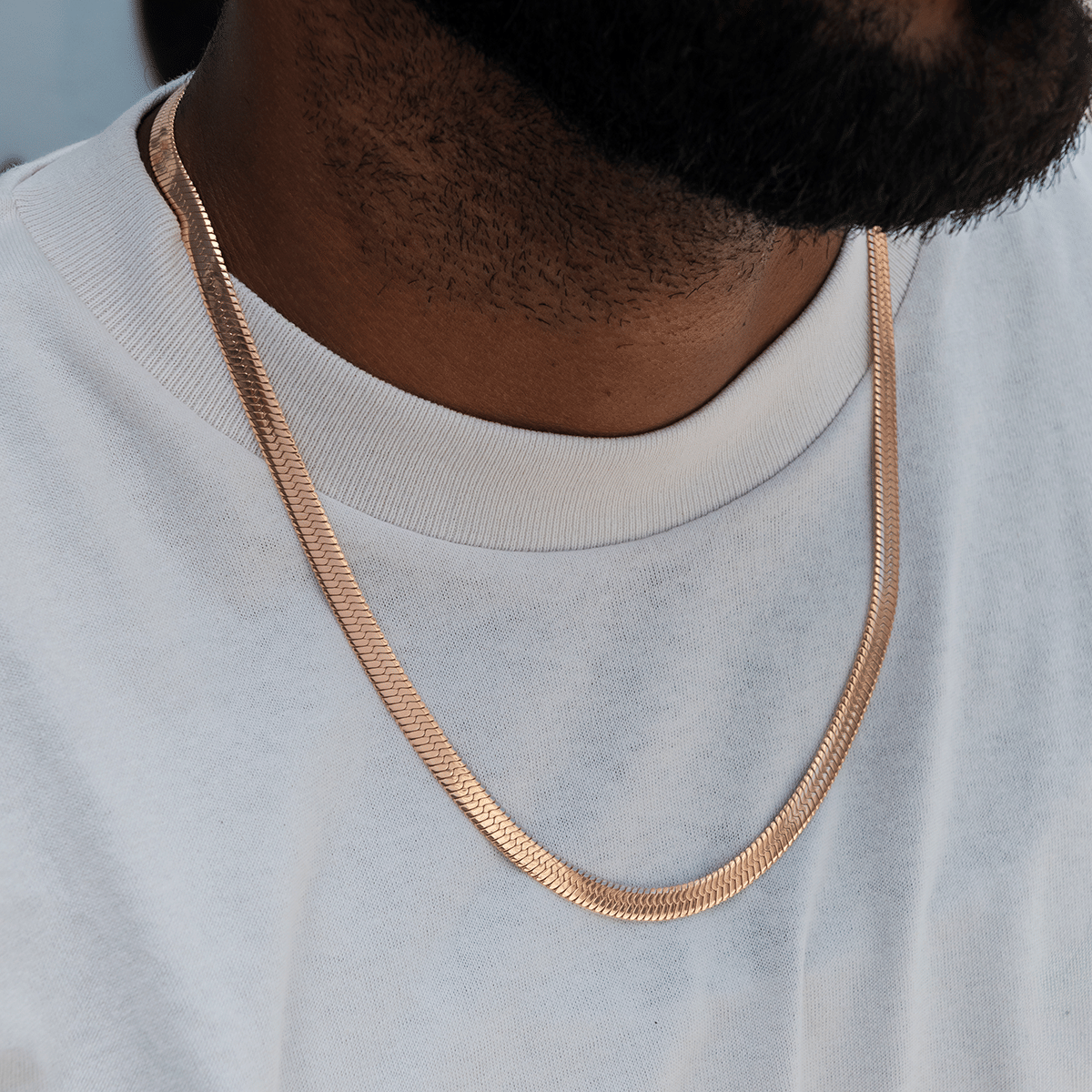 GLD PROMO Herringbone Chain in Rose Gold - 6 mm