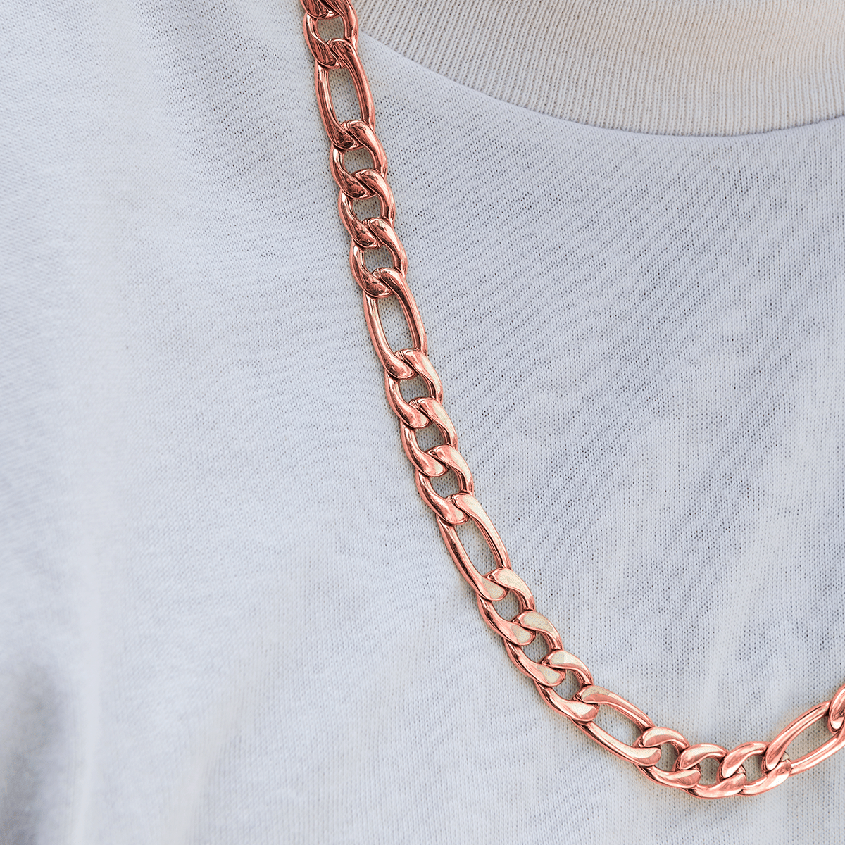 GLD PROMO Figaro Chain in Rose Gold - 9 mm