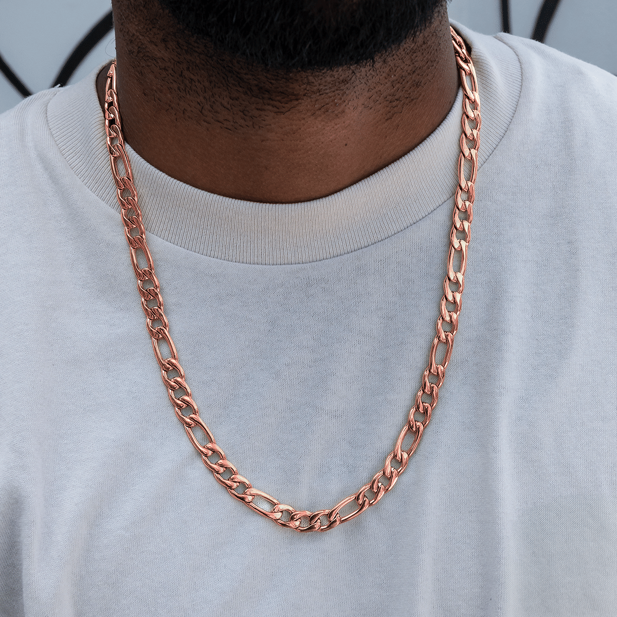 GLD PROMO Figaro Chain in Rose Gold - 9 mm