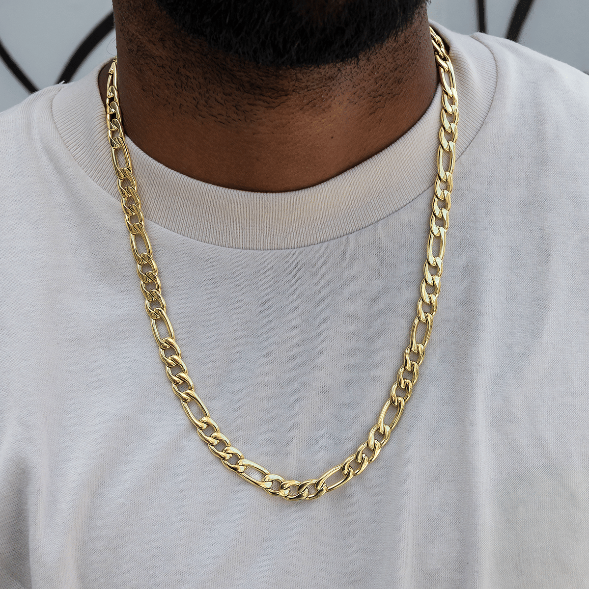 GLD PROMO Figaro Chain in Yellow Gold - 9 mm