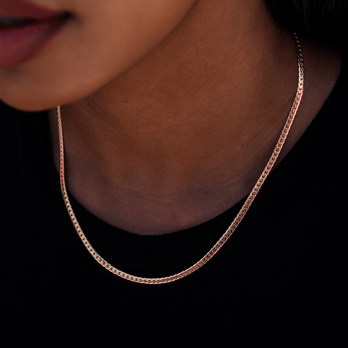 GLD PROMO - WOMEN South Beach Cuban™ Necklace in Rose Gold - 3 mm