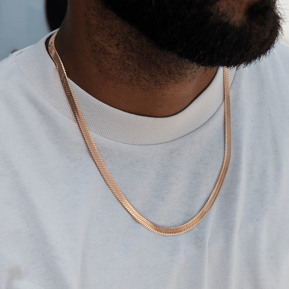 GLD PROMO Herringbone Chain in Rose Gold - 8 mm