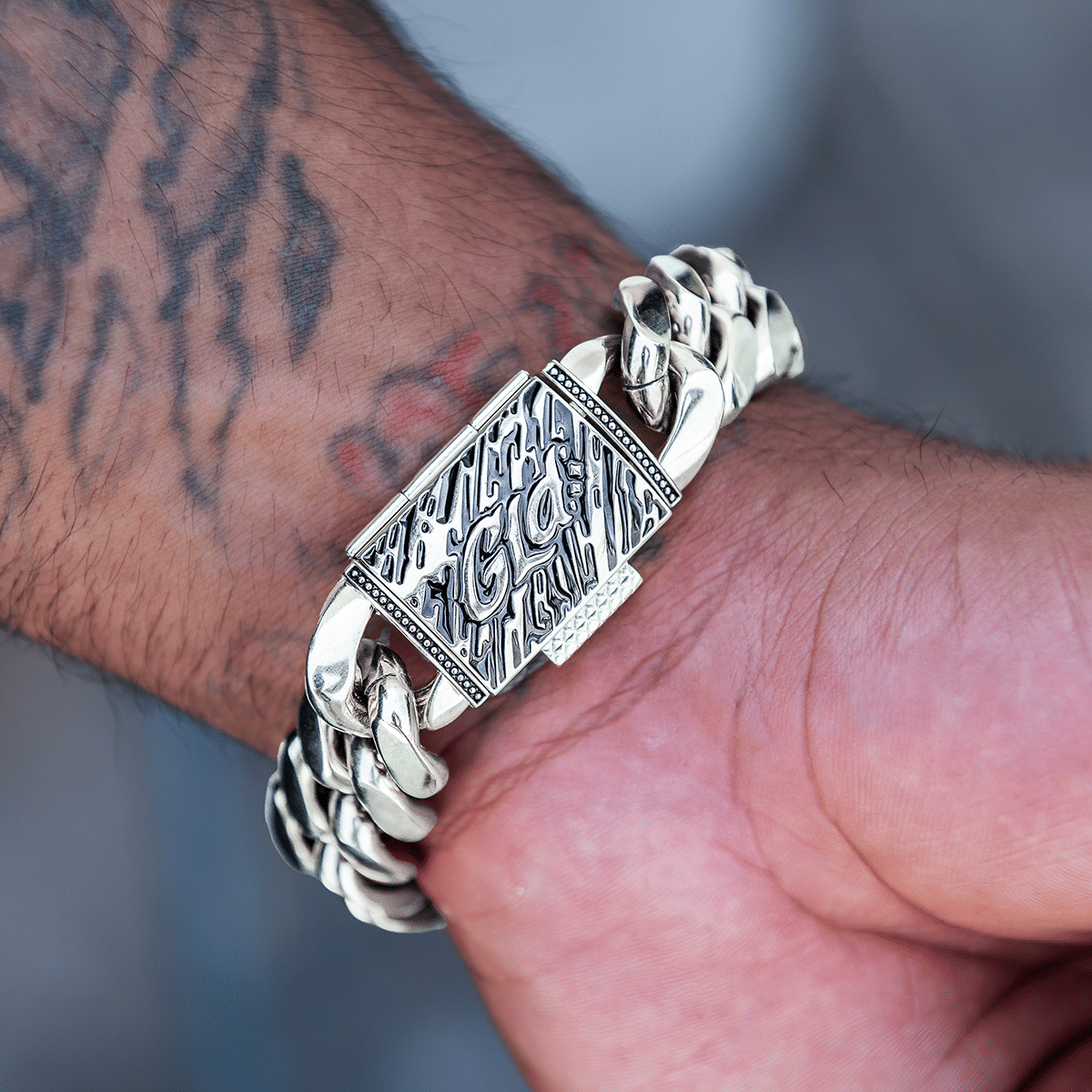 GLD PROMO Signature Cuban Link Bracelet in White Gold - 19 mm
