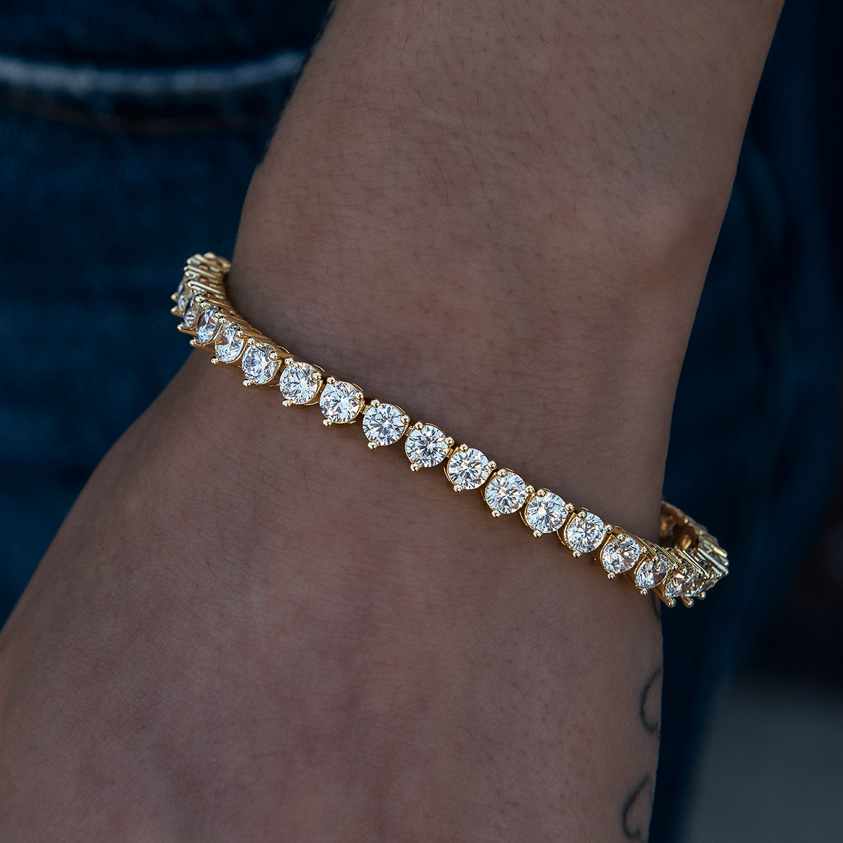 GLD PROMO - WOMEN 3 Prong Tennis Bracelet in Yellow Gold