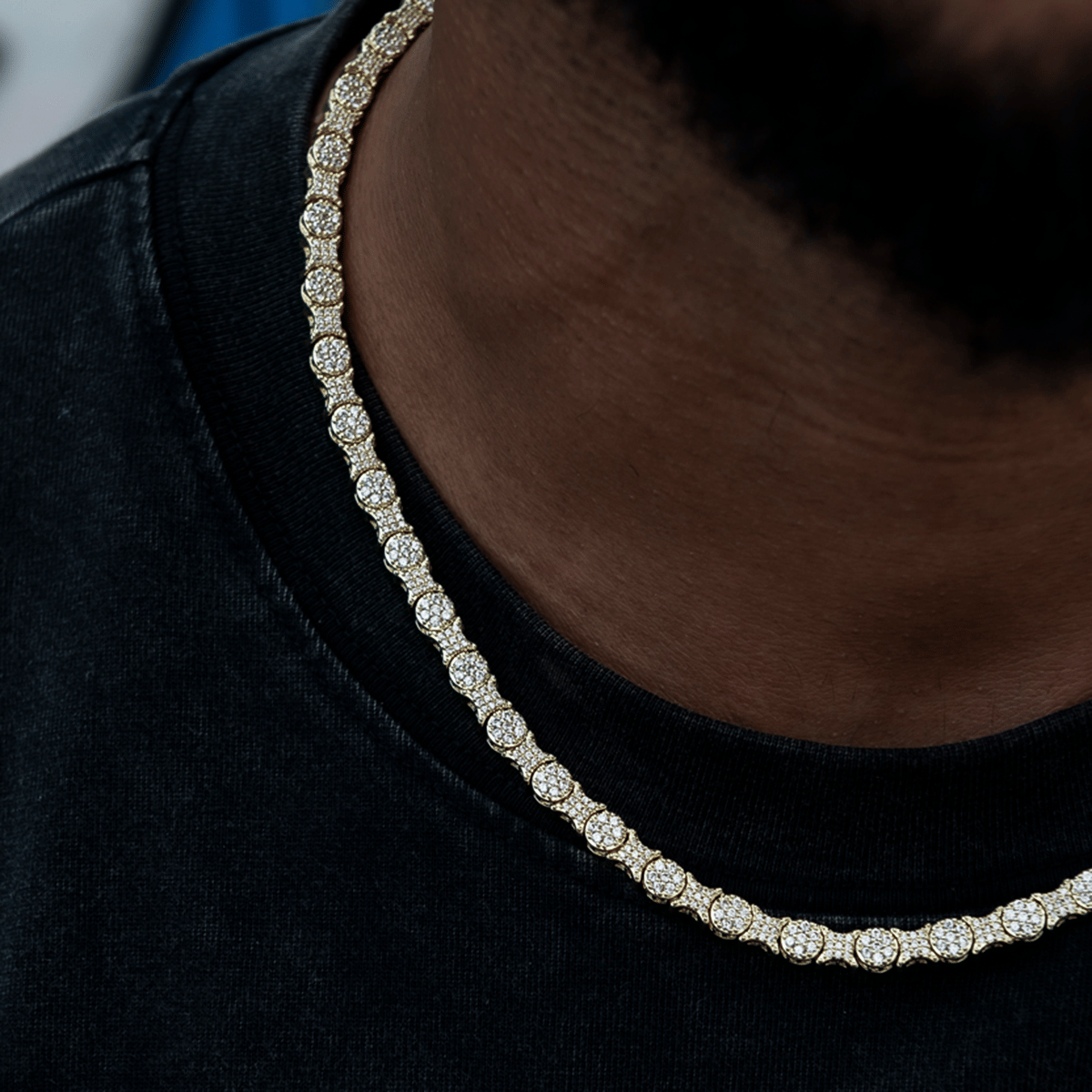 GLD PROMO Round Pave Star Link Chain - 6 mm