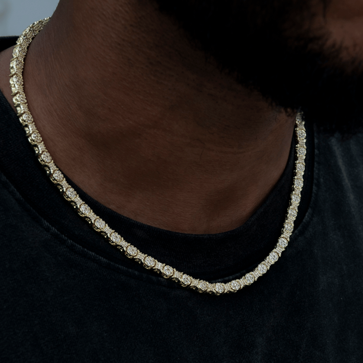GLD PROMO Round Pave Star Link Chain - 6 mm