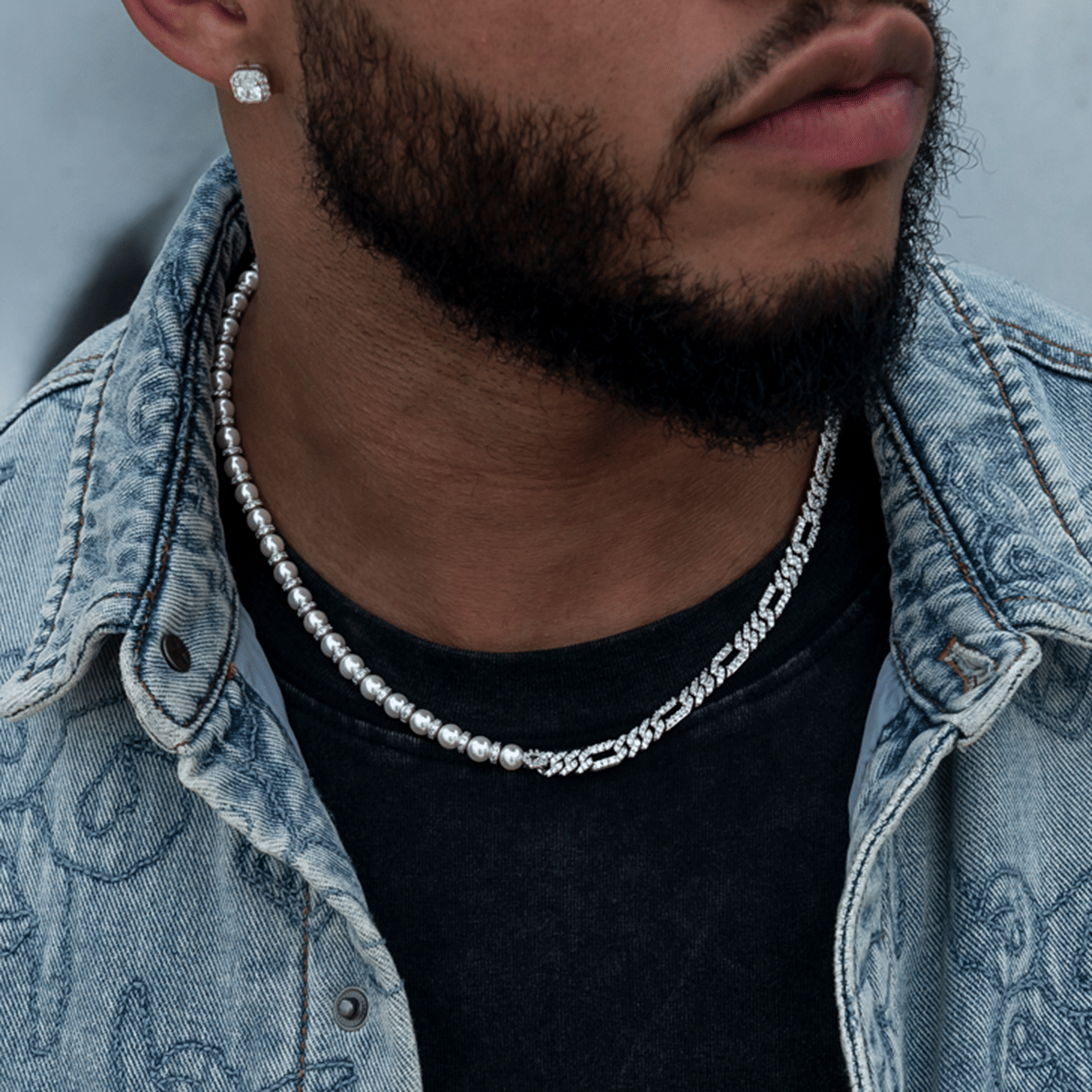 GLD PROMO Diamond Figaro Pearl Chain