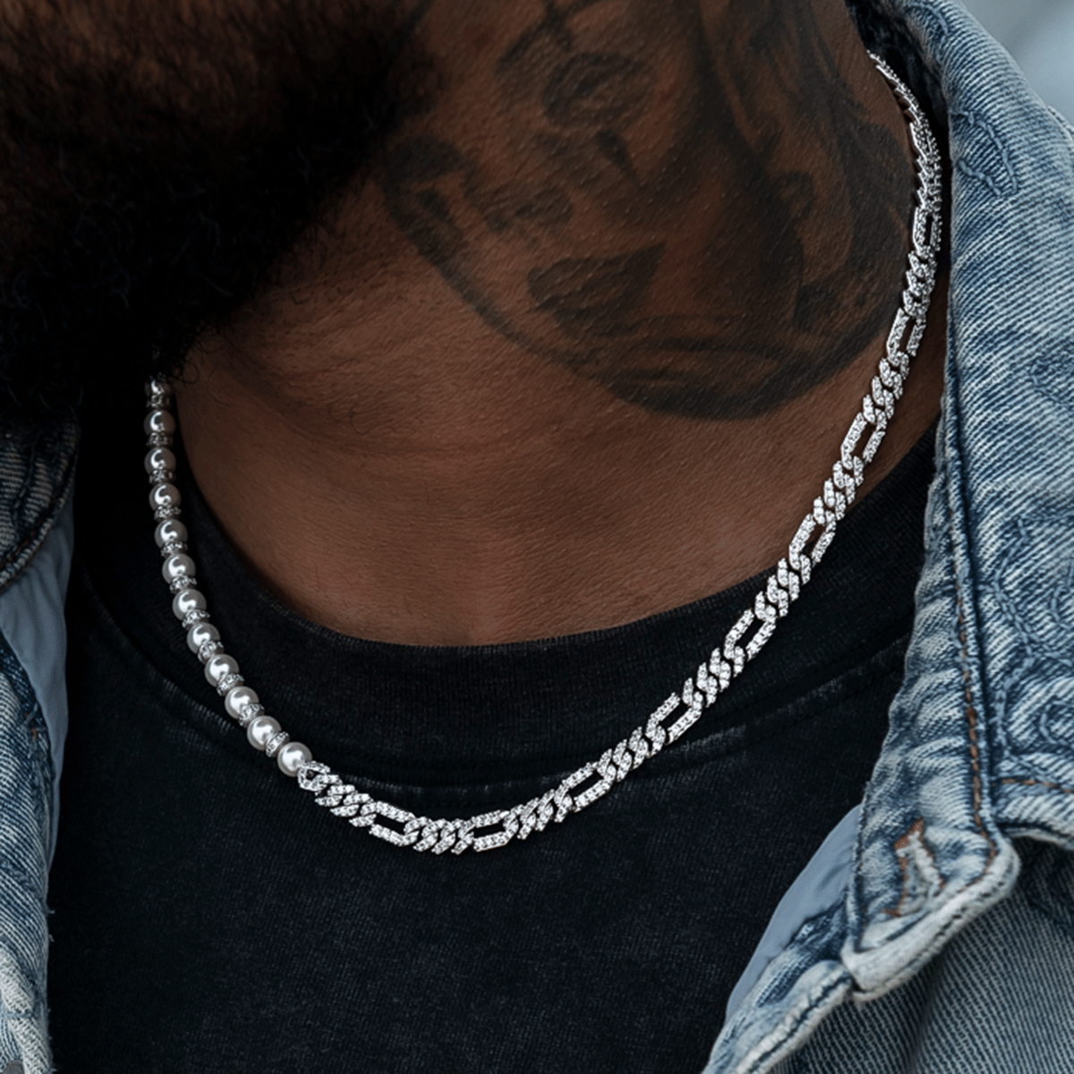 GLD PROMO Diamond Figaro Pearl Chain