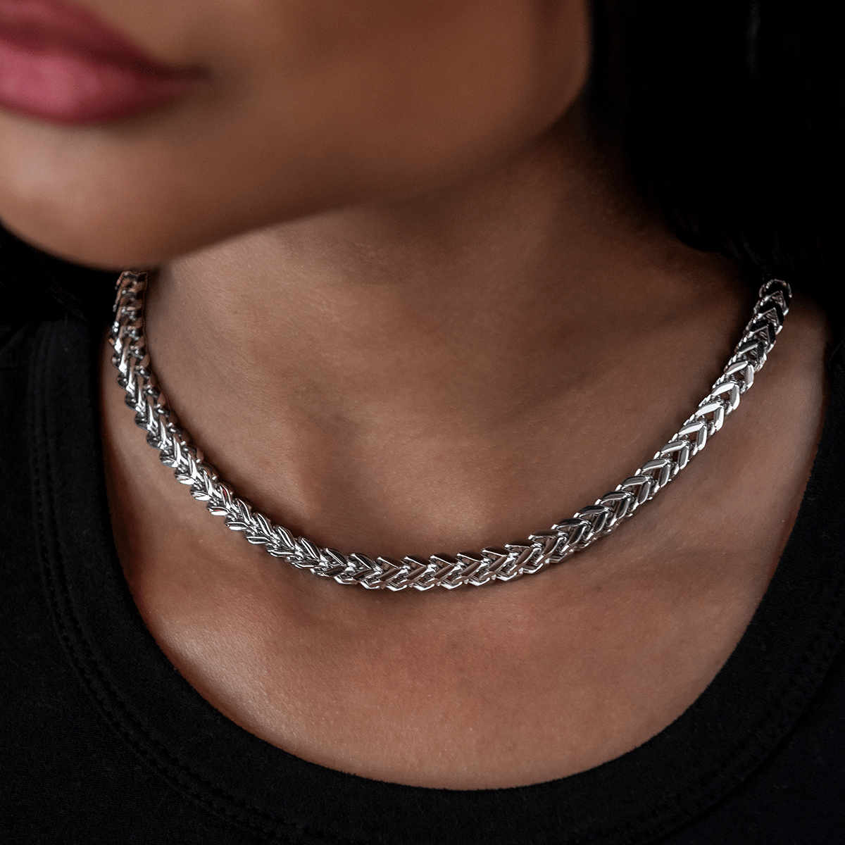 GLD PROMO - WOMEN Franco Necklace in White Gold - 6 mm