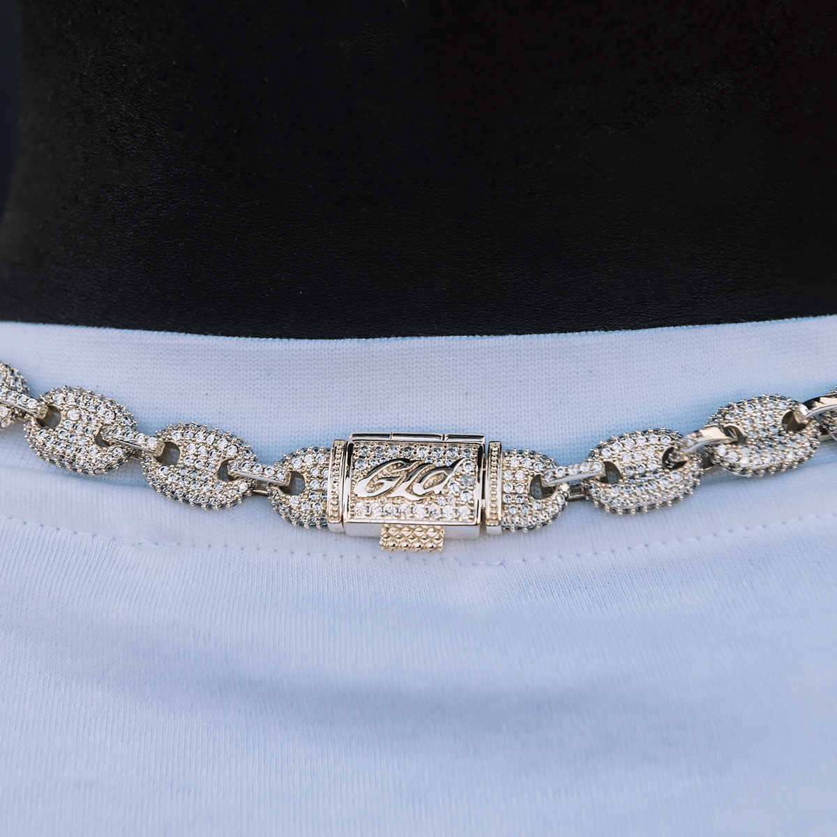GLD PROMO Diamond Puffed Mariner Chain in Yellow Gold - 12 mm