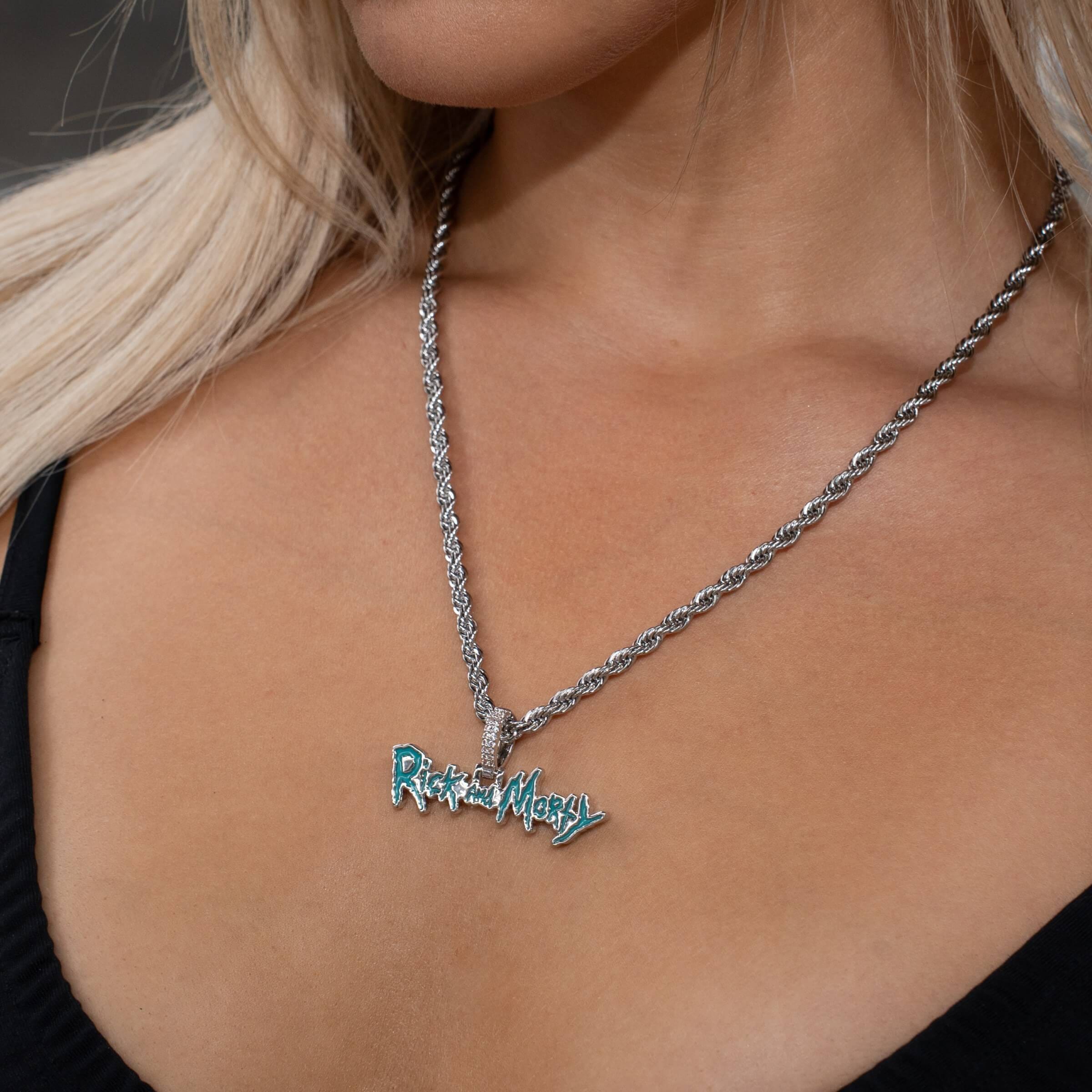 GLD Women Rick & Morty Official Warner Bros. Pendant in White Gold