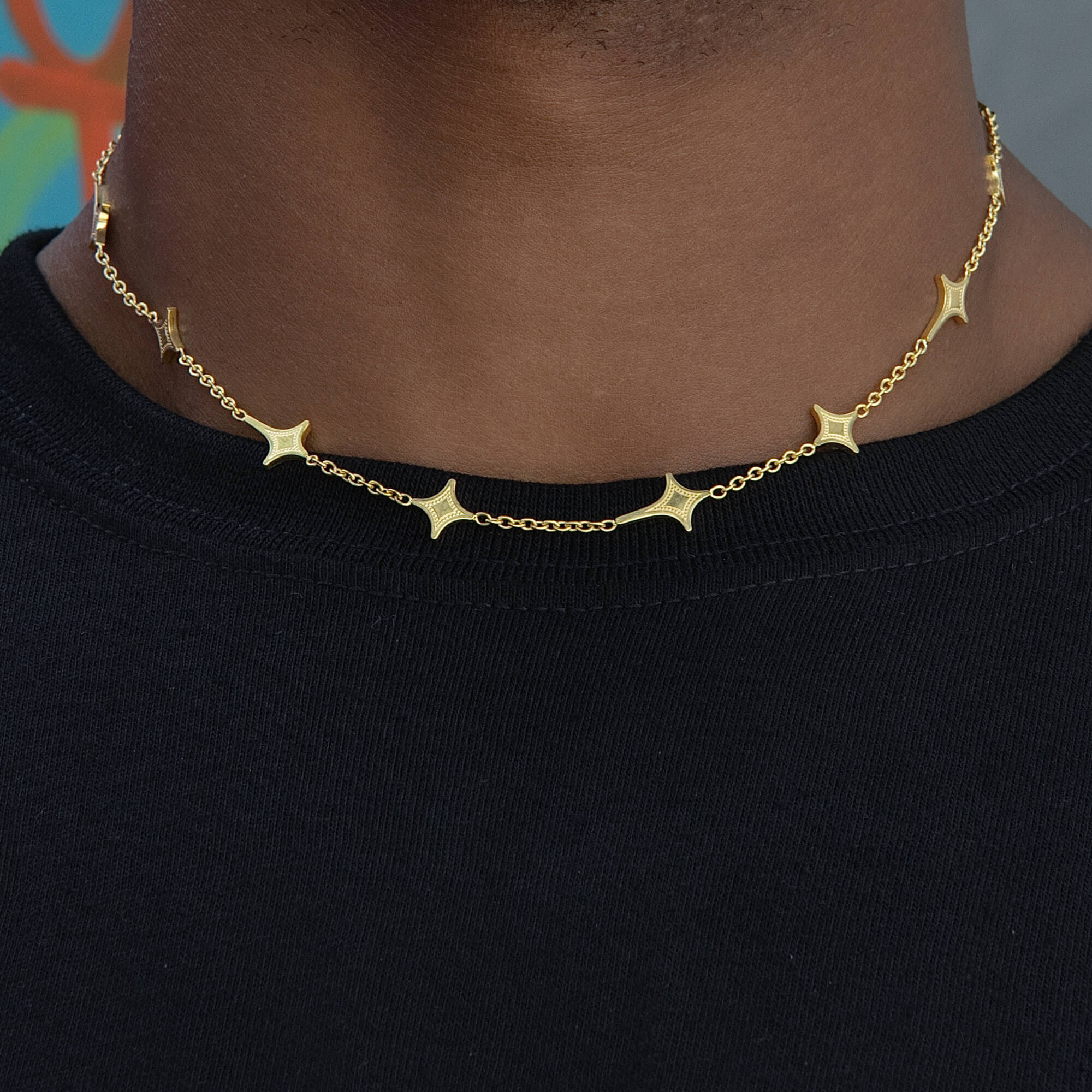 GLD Men GLD Star Adjustable Chain Necklace in Yellow Gold